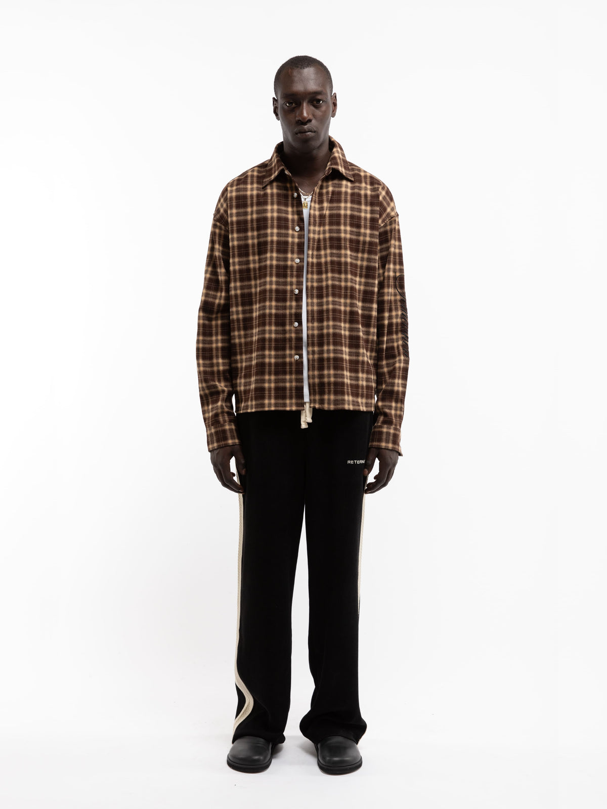 SOMEWHERE SOMEHOW FLANNEL SHIRT - BROWN
