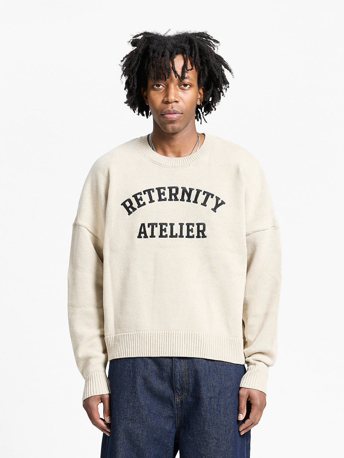 ÉVÉNIE LOGO KNIT SWEATER - CREAM