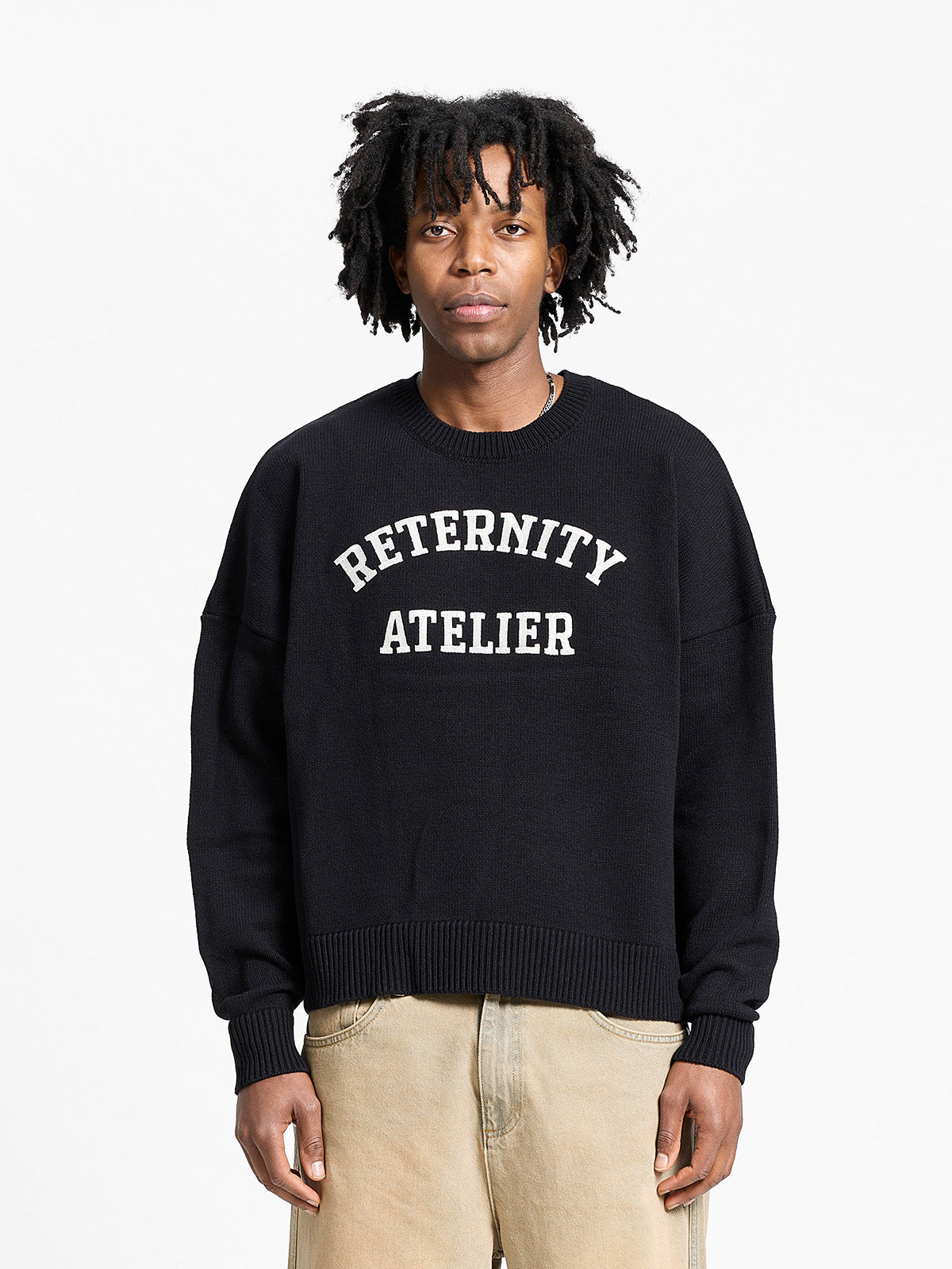 ÉVÉNIE LOGO KNIT SWEATER - BLACK