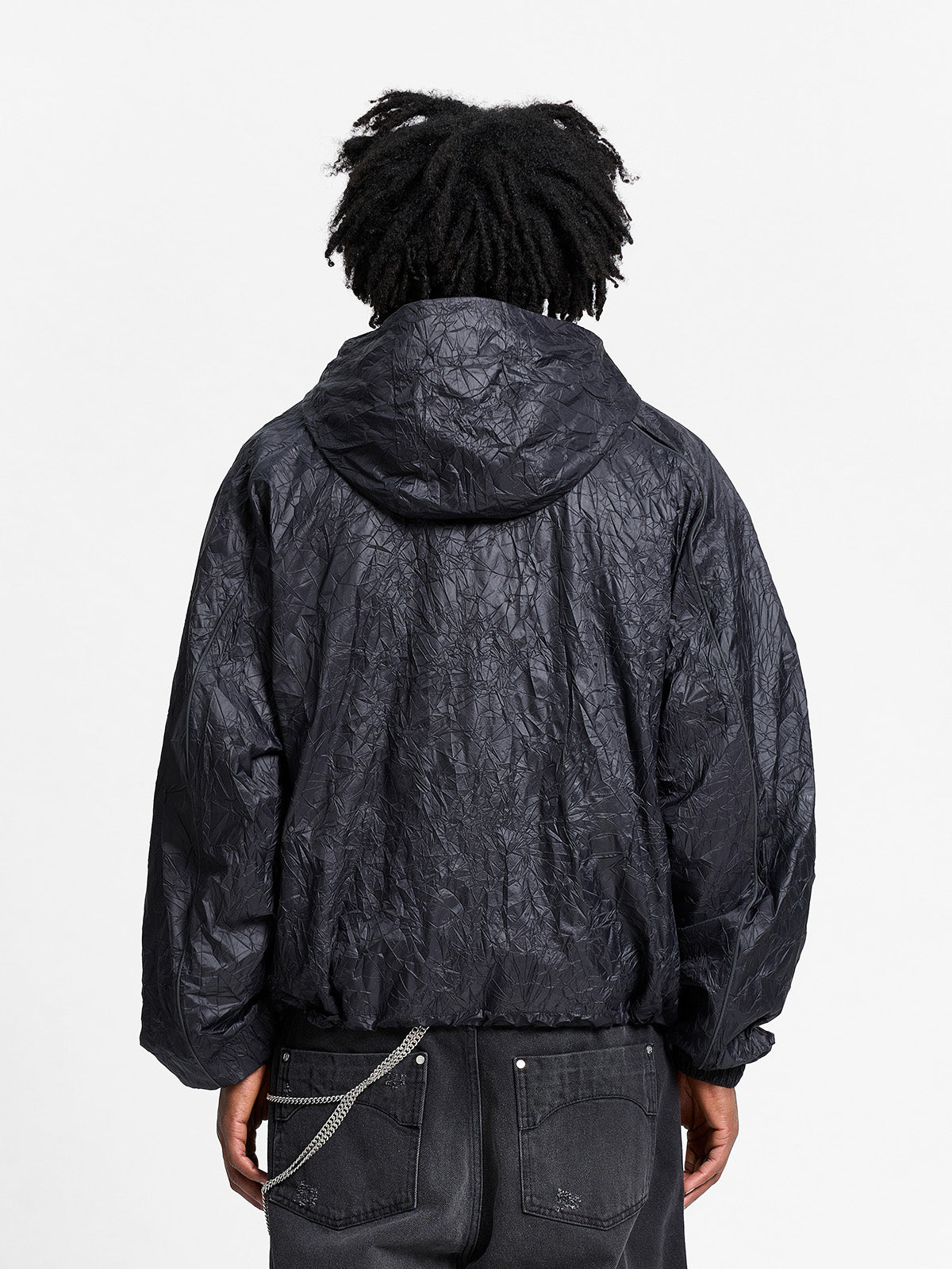 WRINKLED RAIN JACKET - BLACK
