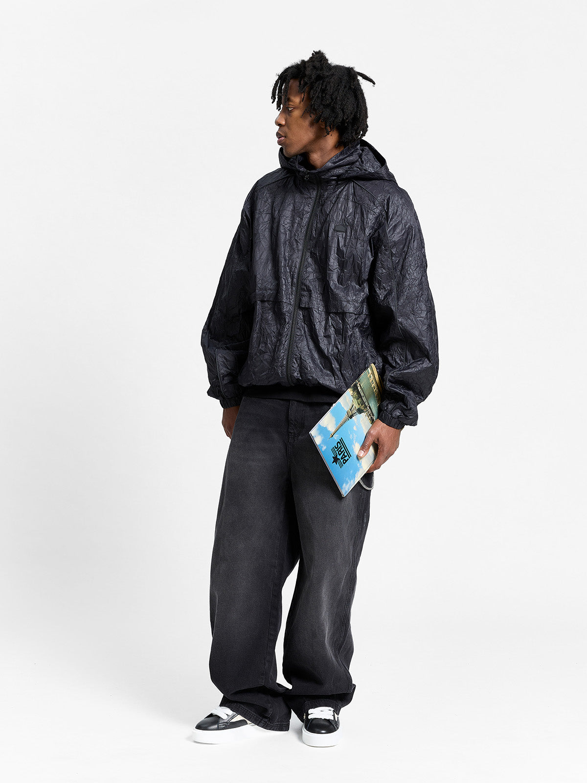 WRINKLED RAIN JACKET - BLACK