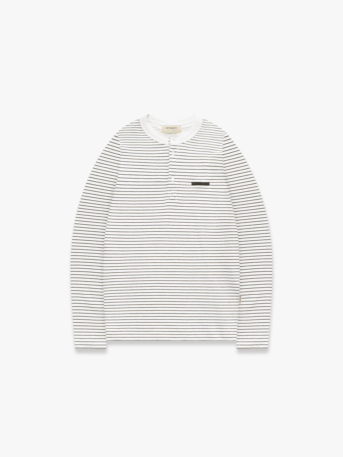 HENLEY STRIPE LONGSLEEVE - OFF WHITE/NAVY