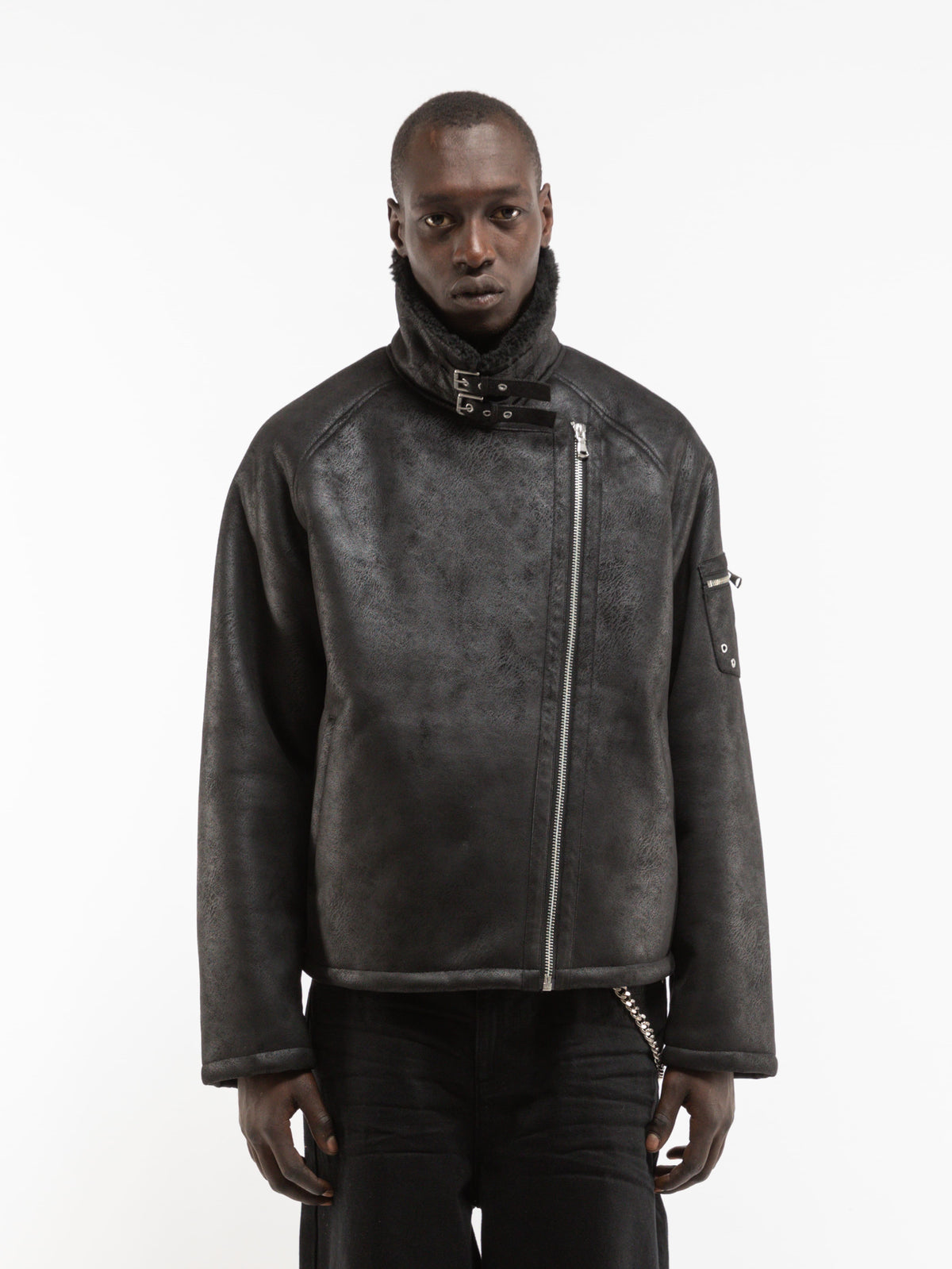 AÉRO SHEARLING JACKET - BLACK