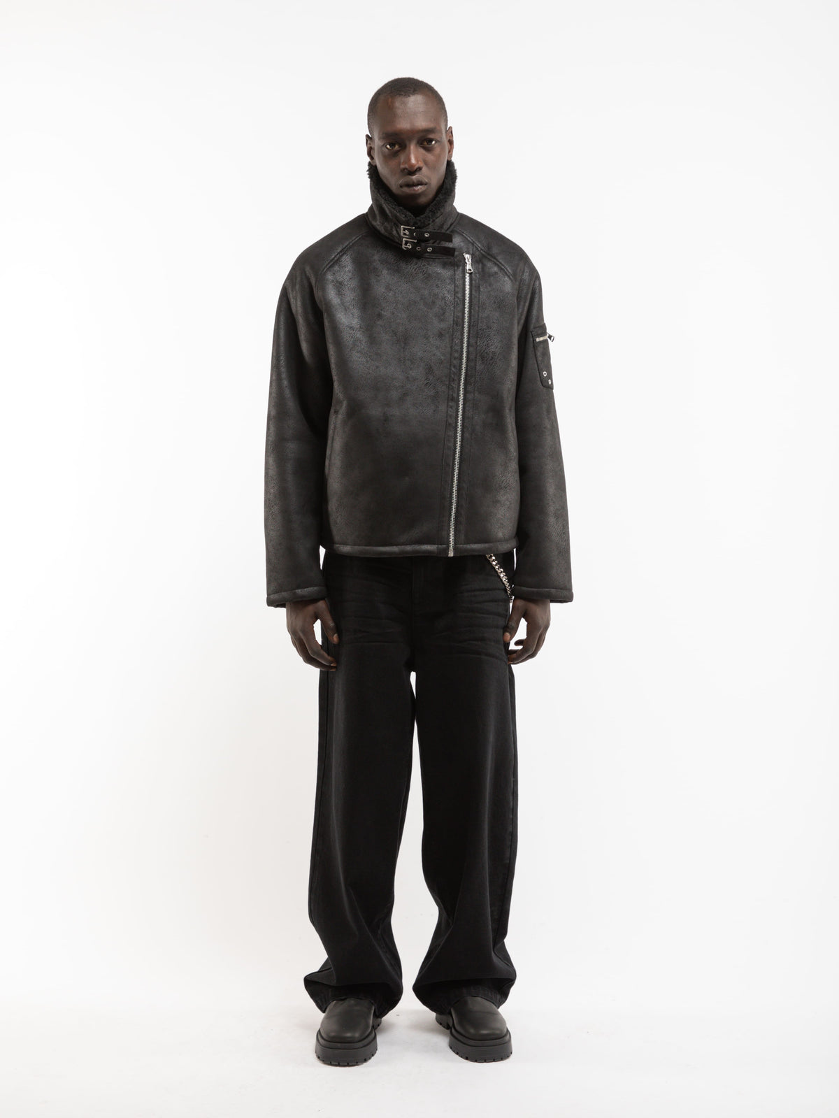 AÉRO SHEARLING JACKET - BLACK