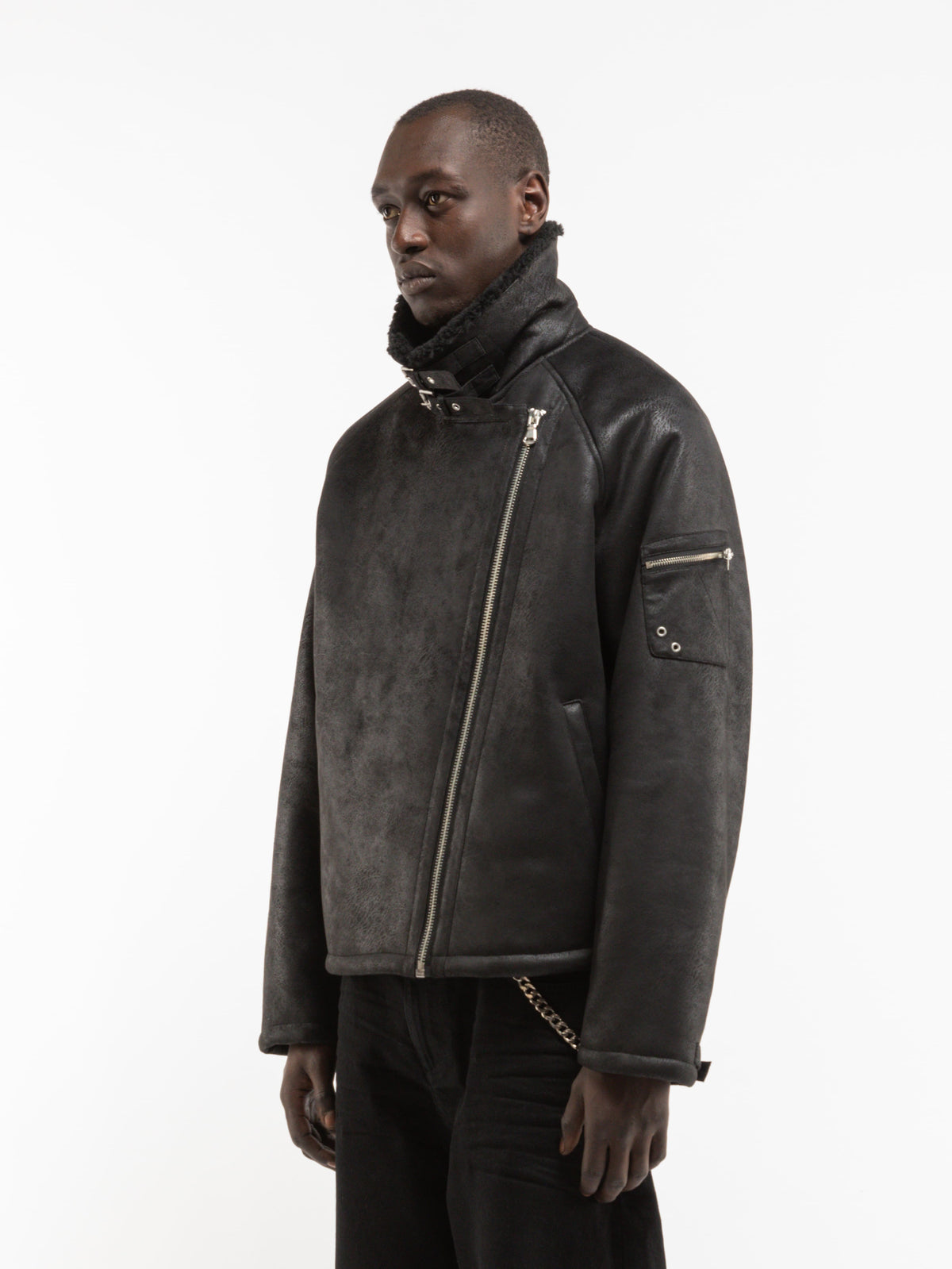 AÉRO SHEARLING JACKET - BLACK