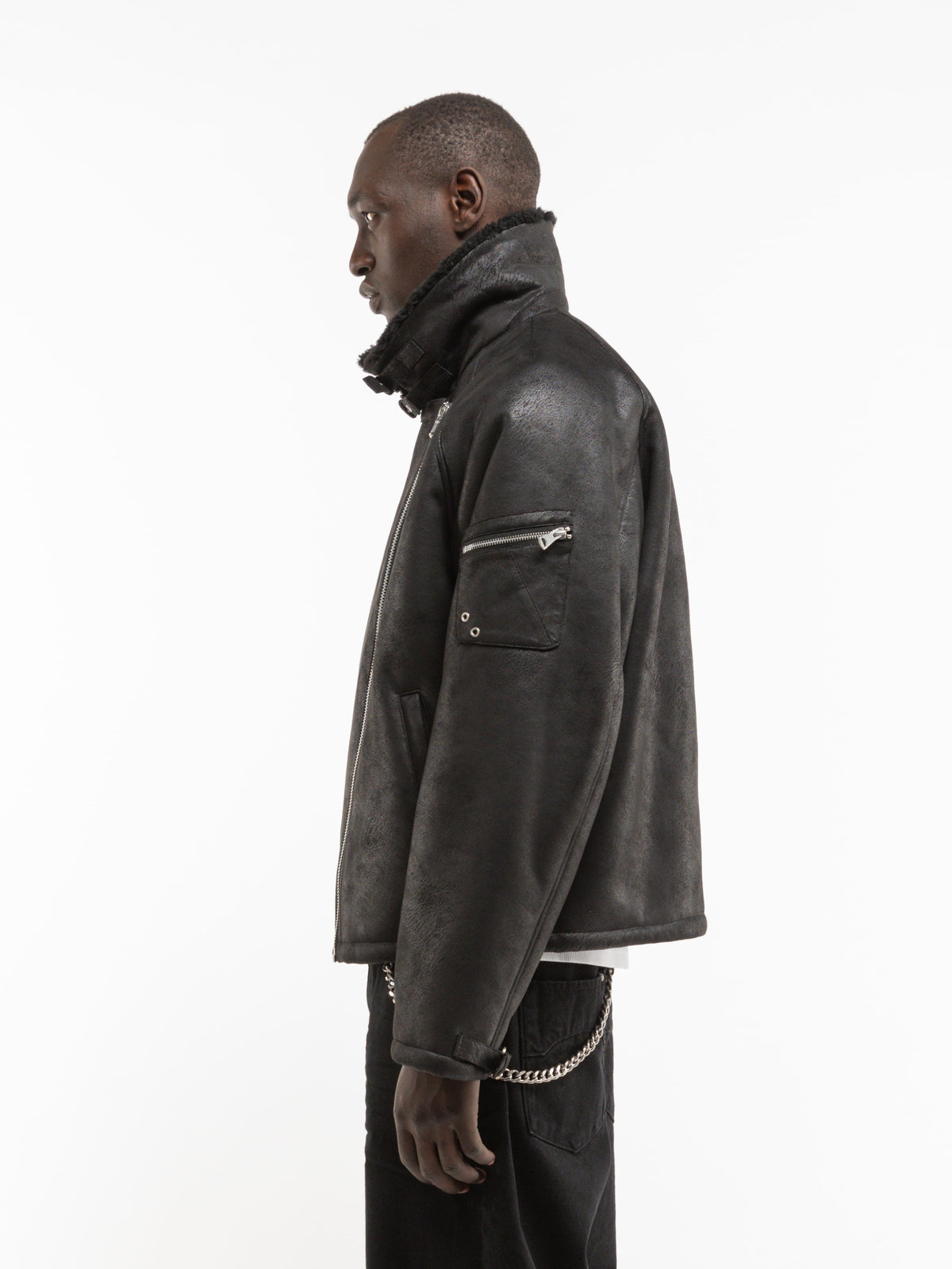 AÉRO SHEARLING JACKET - BLACK