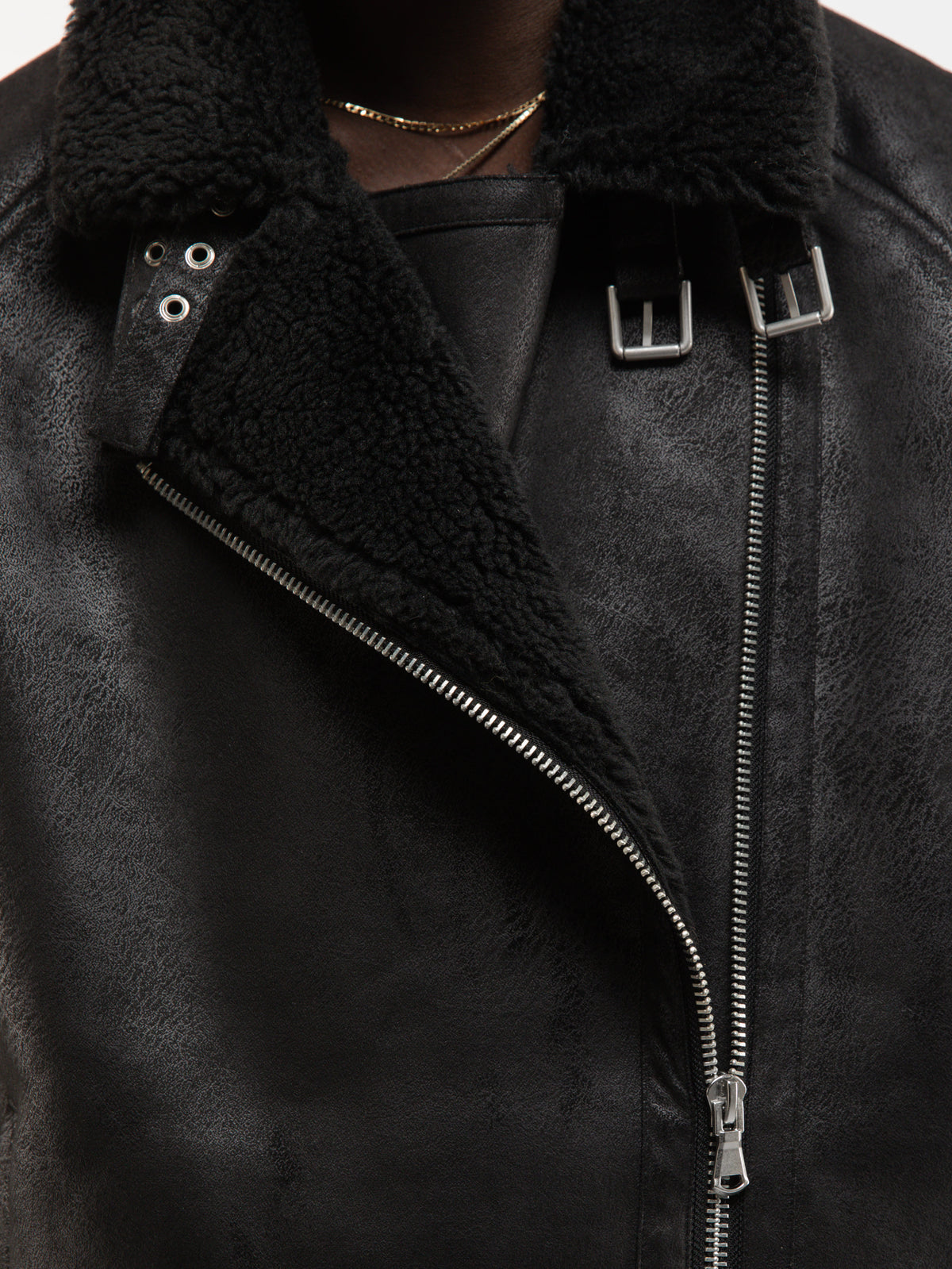 AÉRO SHEARLING JACKET - BLACK