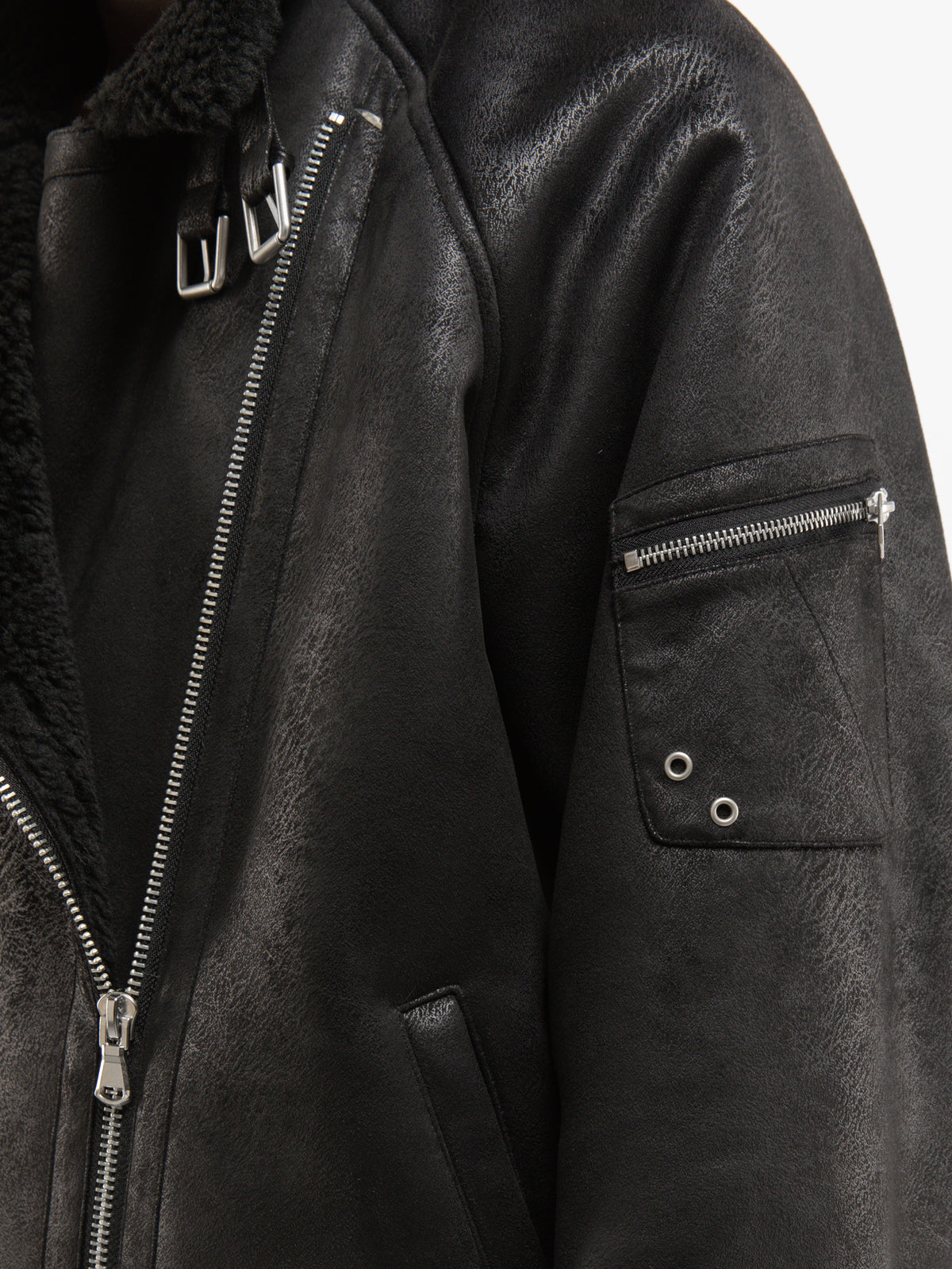 AÉRO SHEARLING JACKET - BLACK