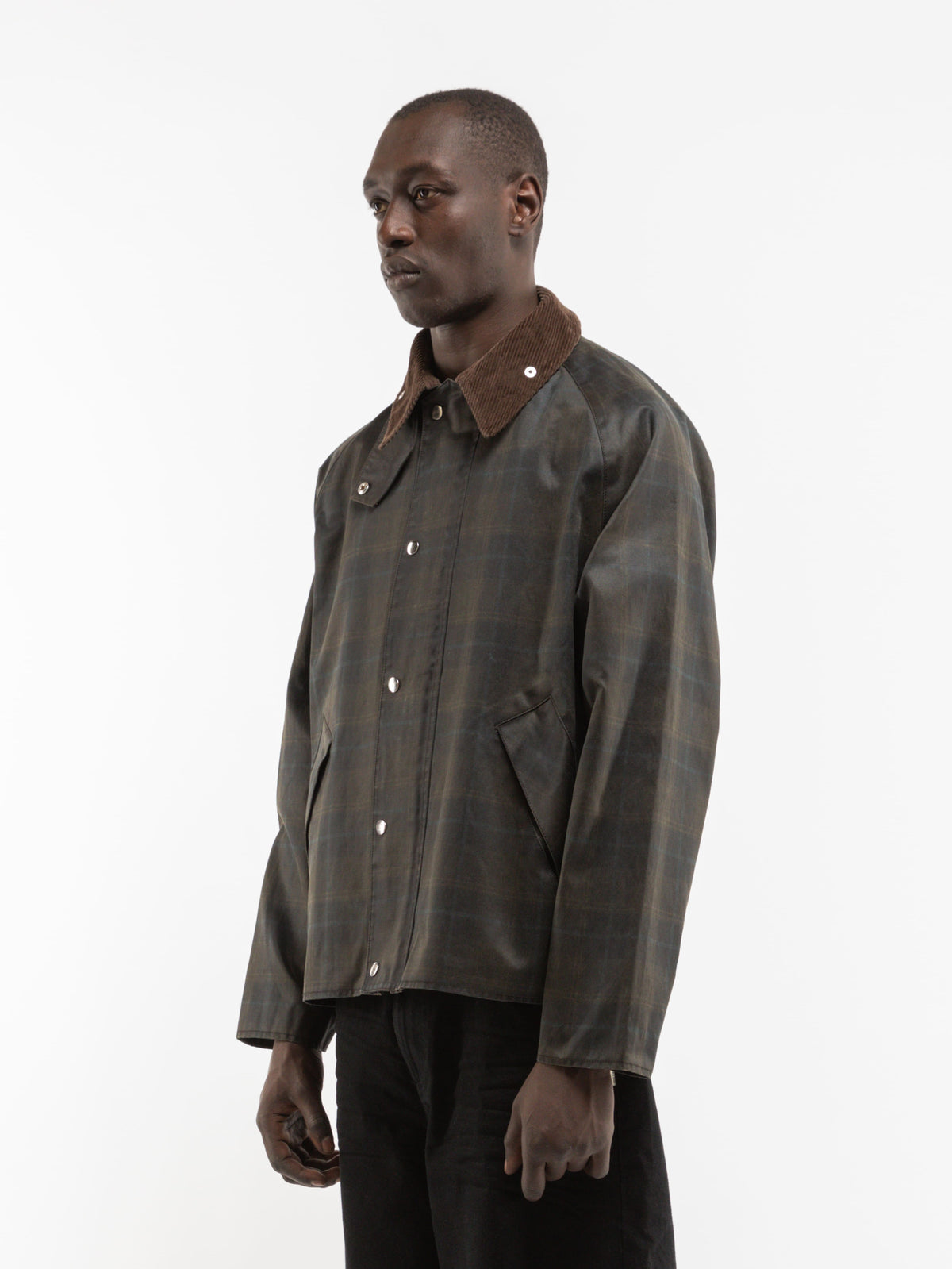 CHECKERED WAXED HUNTING JACKET - DARK BLUE