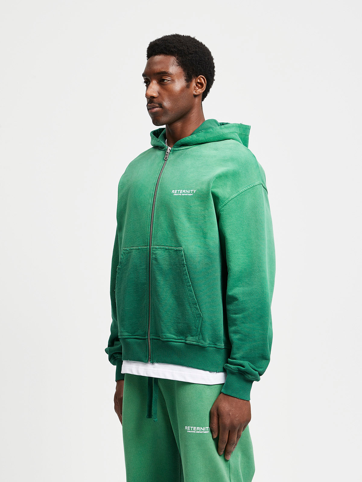 CREATIVE DEPT ZIP-HOODIE - FADED GREEN