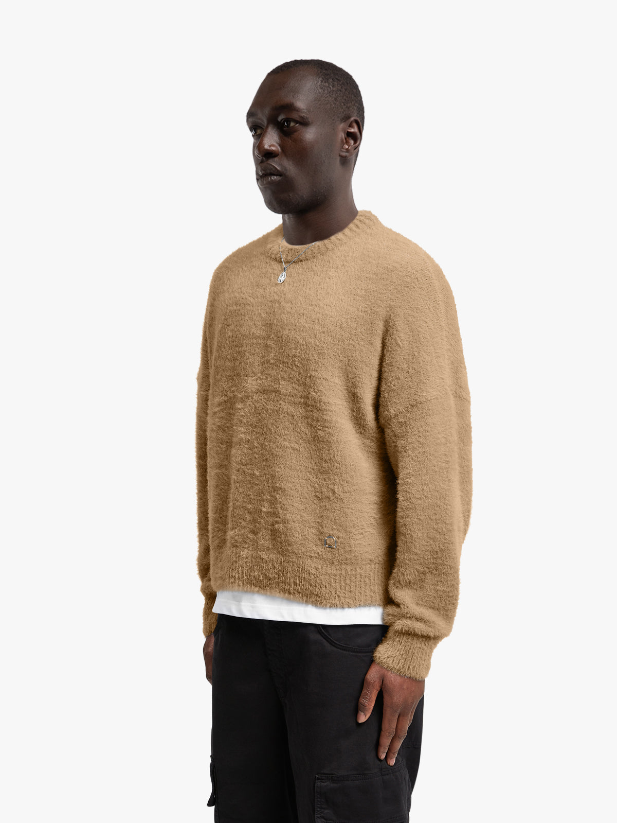 ESSENTIAL FURRY KNIT SWEATER - BEIGE