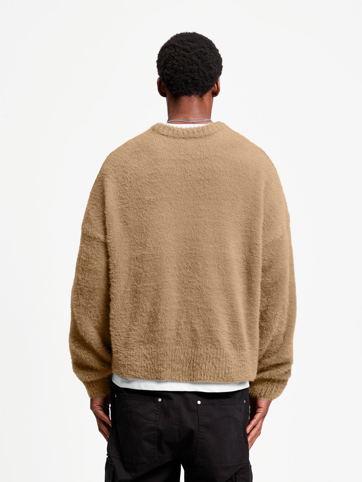 ESSENTIAL FURRY KNIT SWEATER - BEIGE