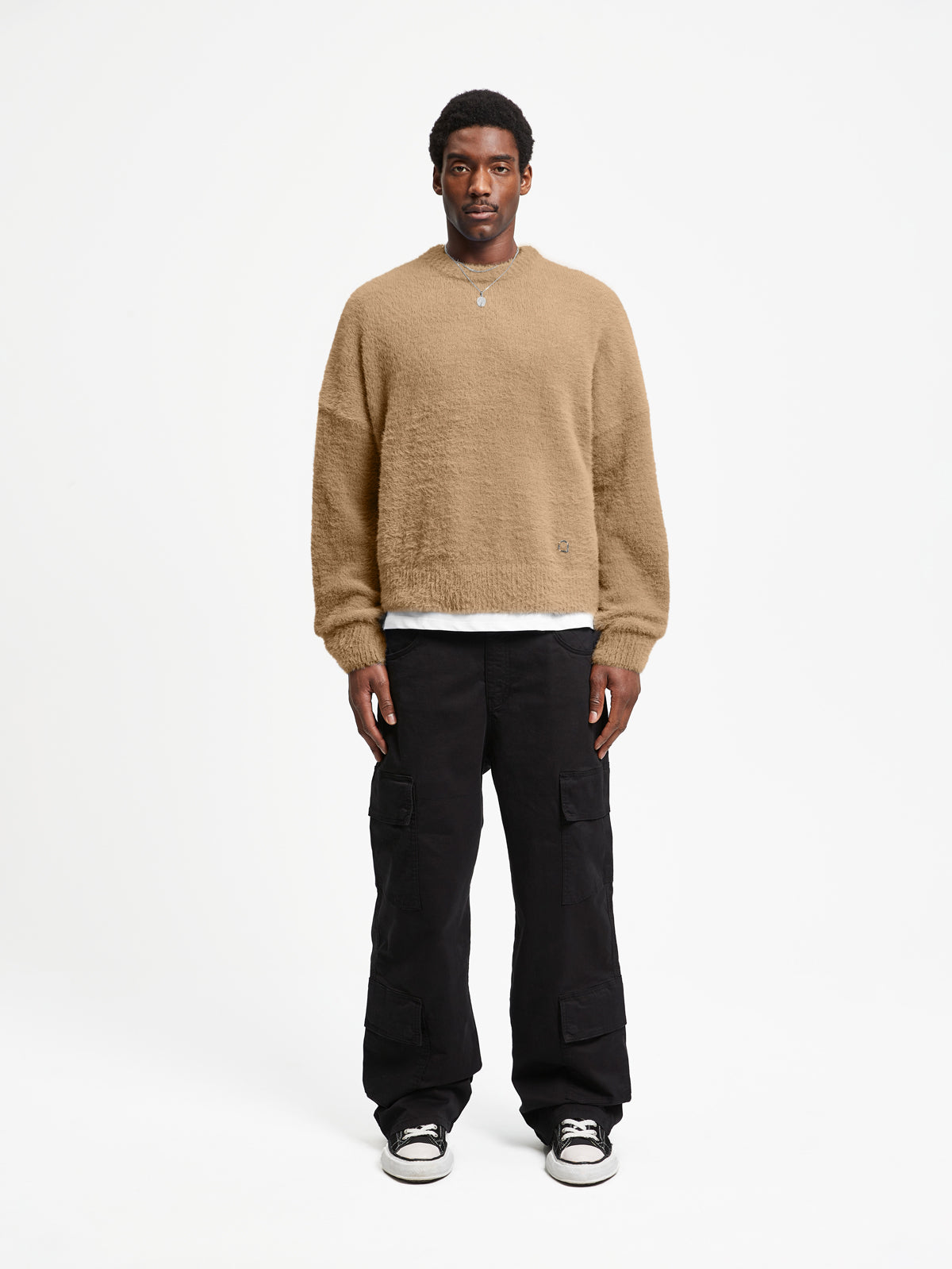 ESSENTIAL FURRY KNIT SWEATER - BEIGE