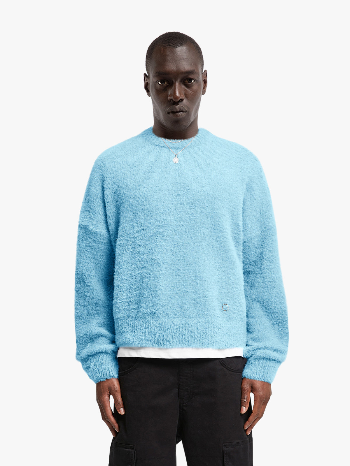 ESSENTIAL FURRY KNIT SWEATER - LIGHT BLUE