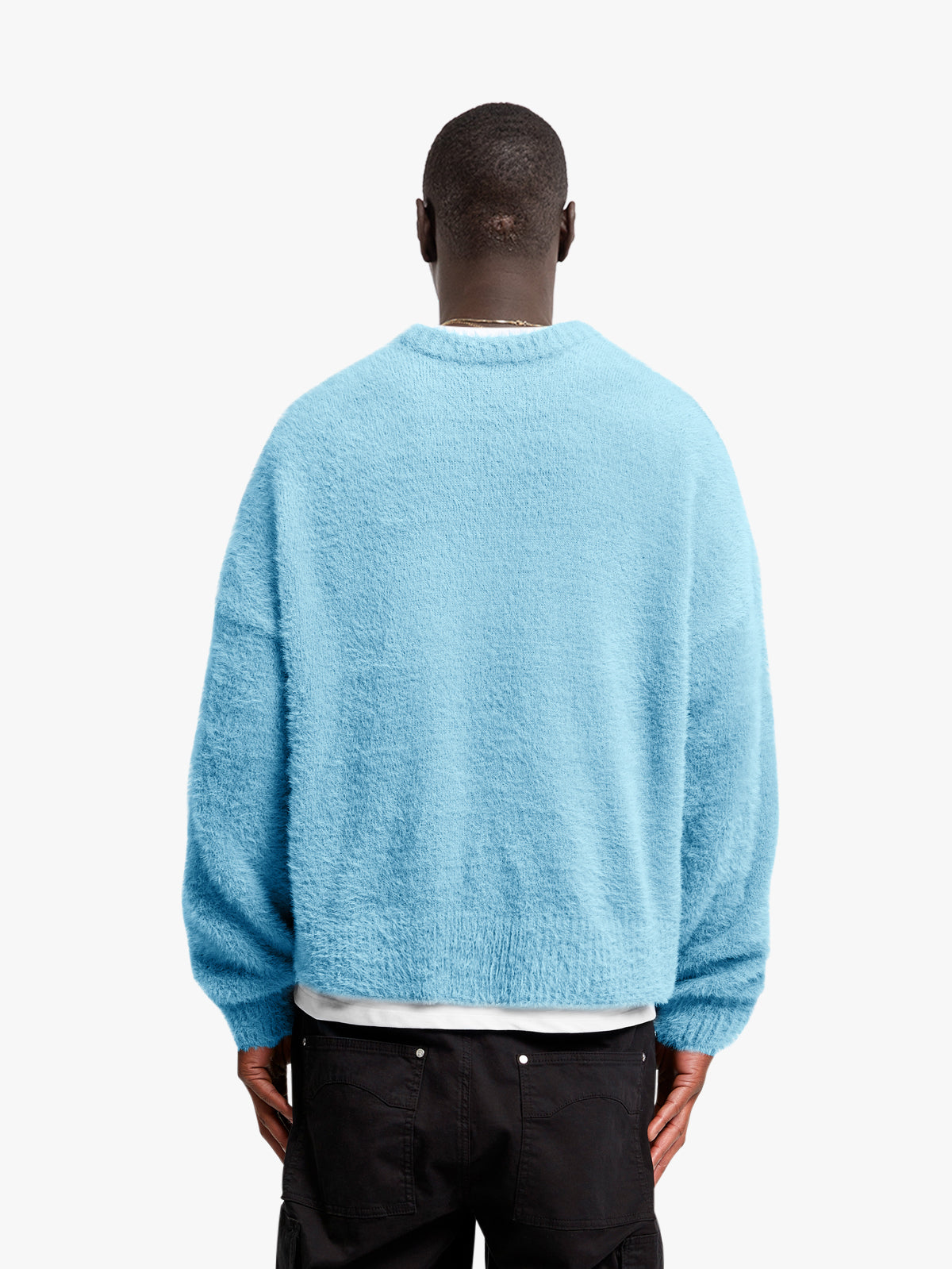 ESSENTIAL FURRY KNIT SWEATER - LIGHT BLUE
