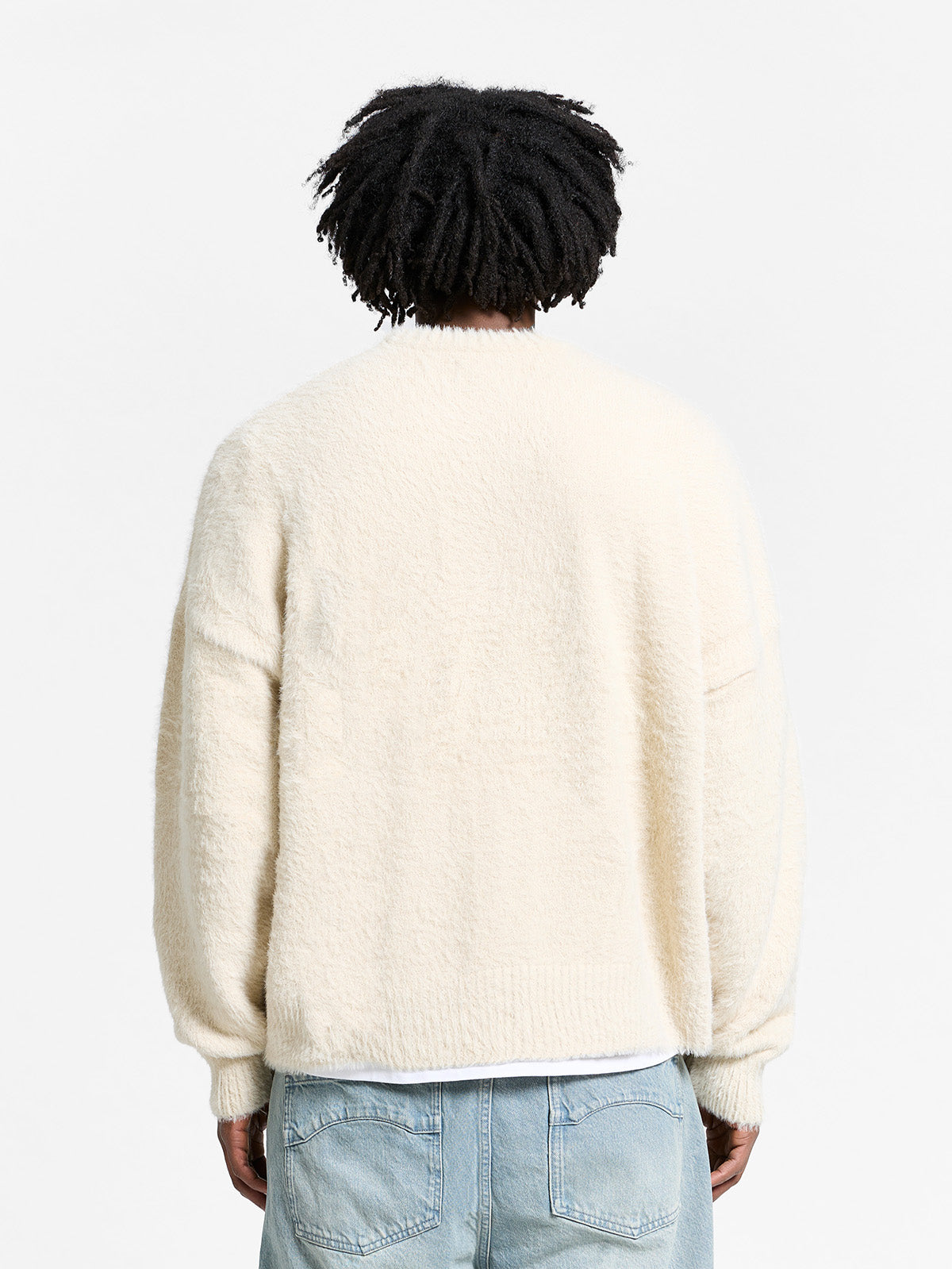 ESSENTIAL FURRY KNIT SWEATER - CREAM