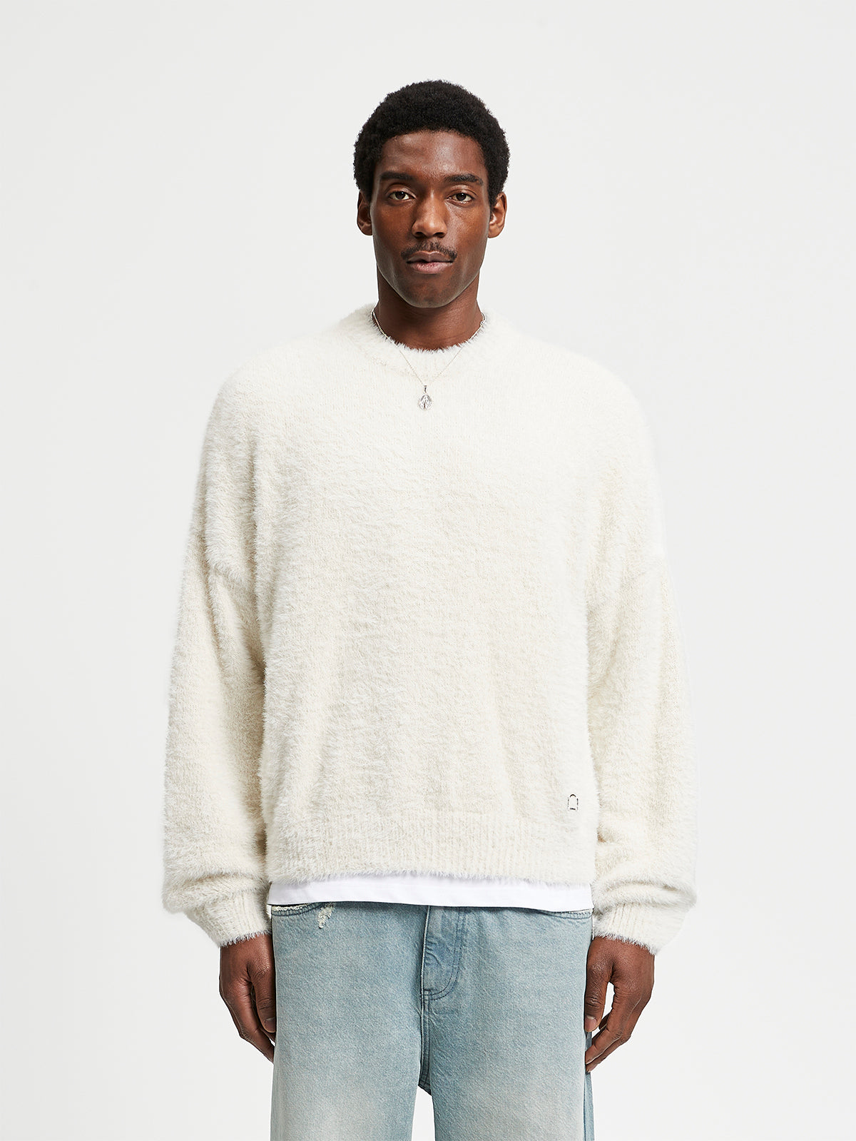 ESSENTIAL FURRY KNIT SWEATER - CREAM