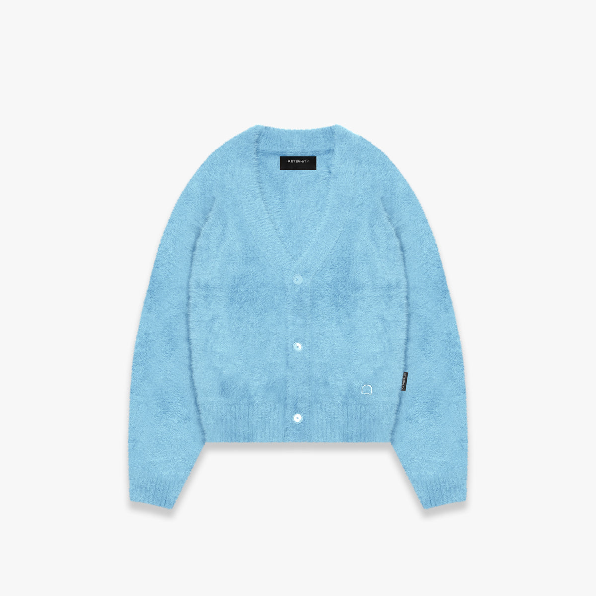 ESSENTIAL FURRY KNIT CARDIGAN - LIGHT BLUE