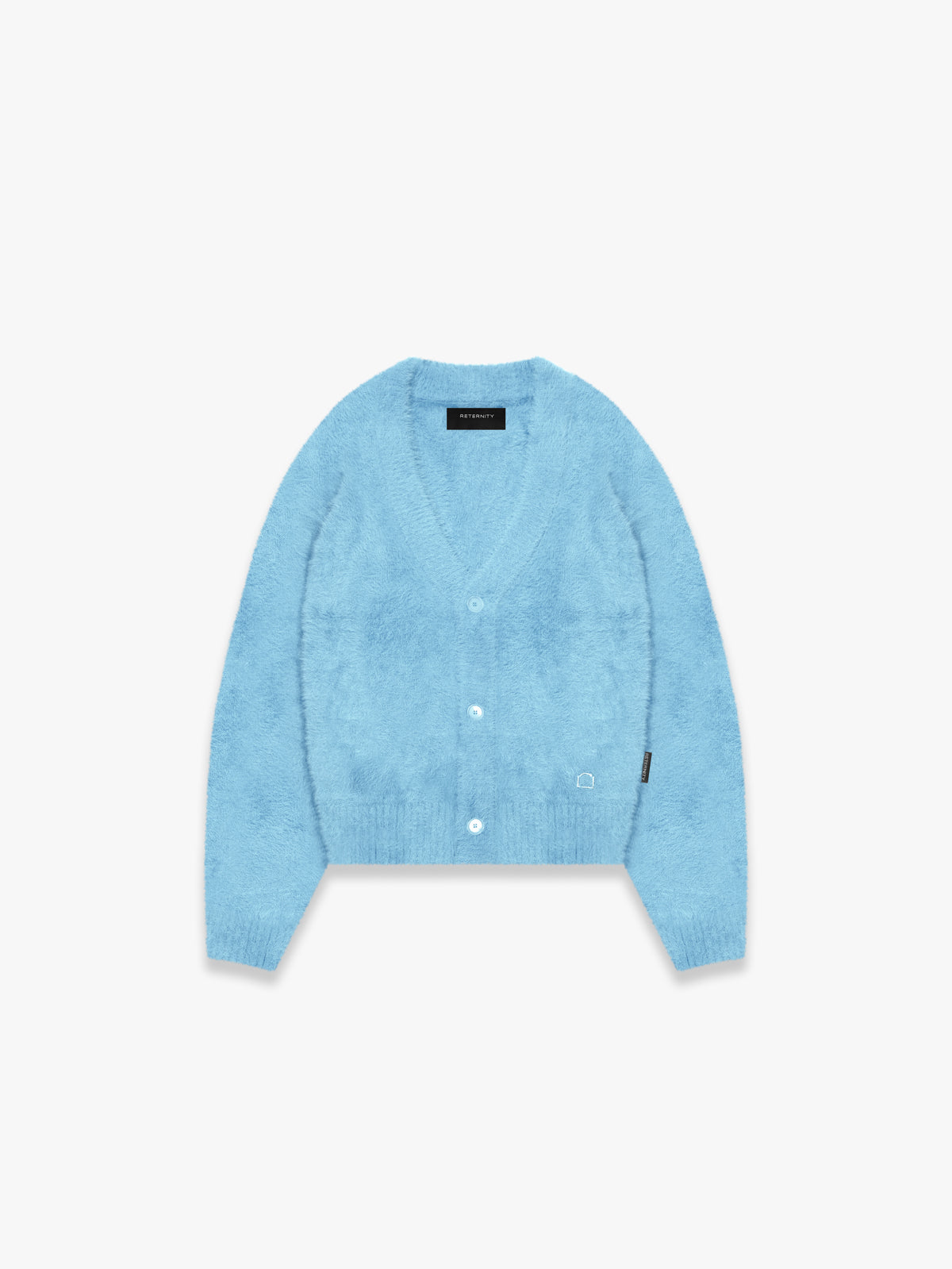 ESSENTIAL FURRY KNIT CARDIGAN - LIGHT BLUE