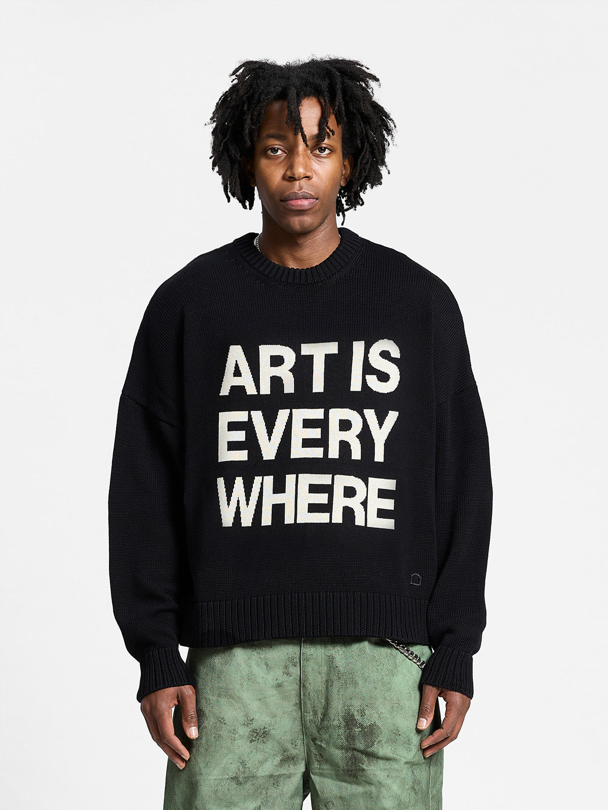 ART IS EVERYWHERE KNIT SWEATER - BLACK