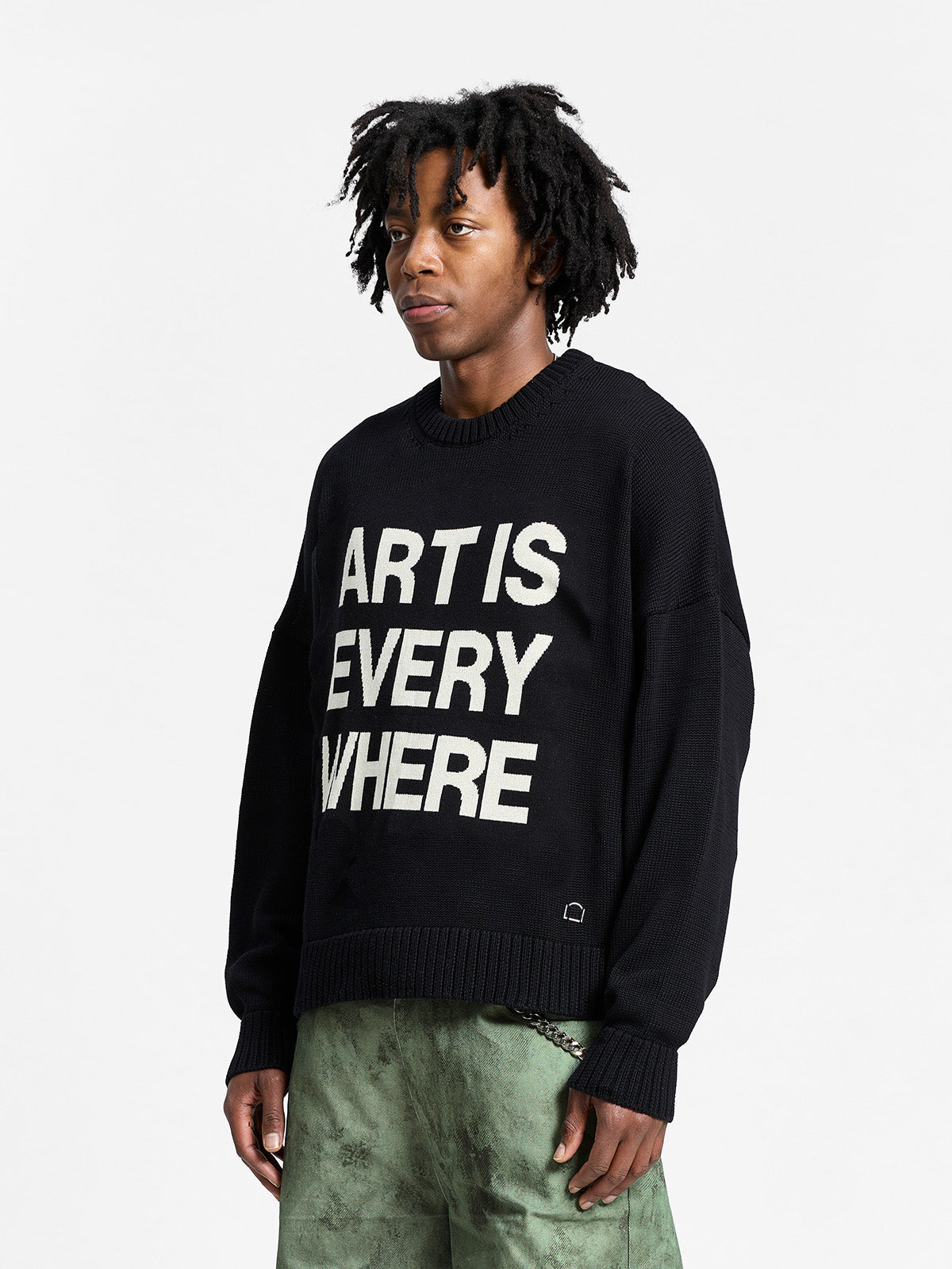 ART IS EVERYWHERE KNIT SWEATER - BLACK