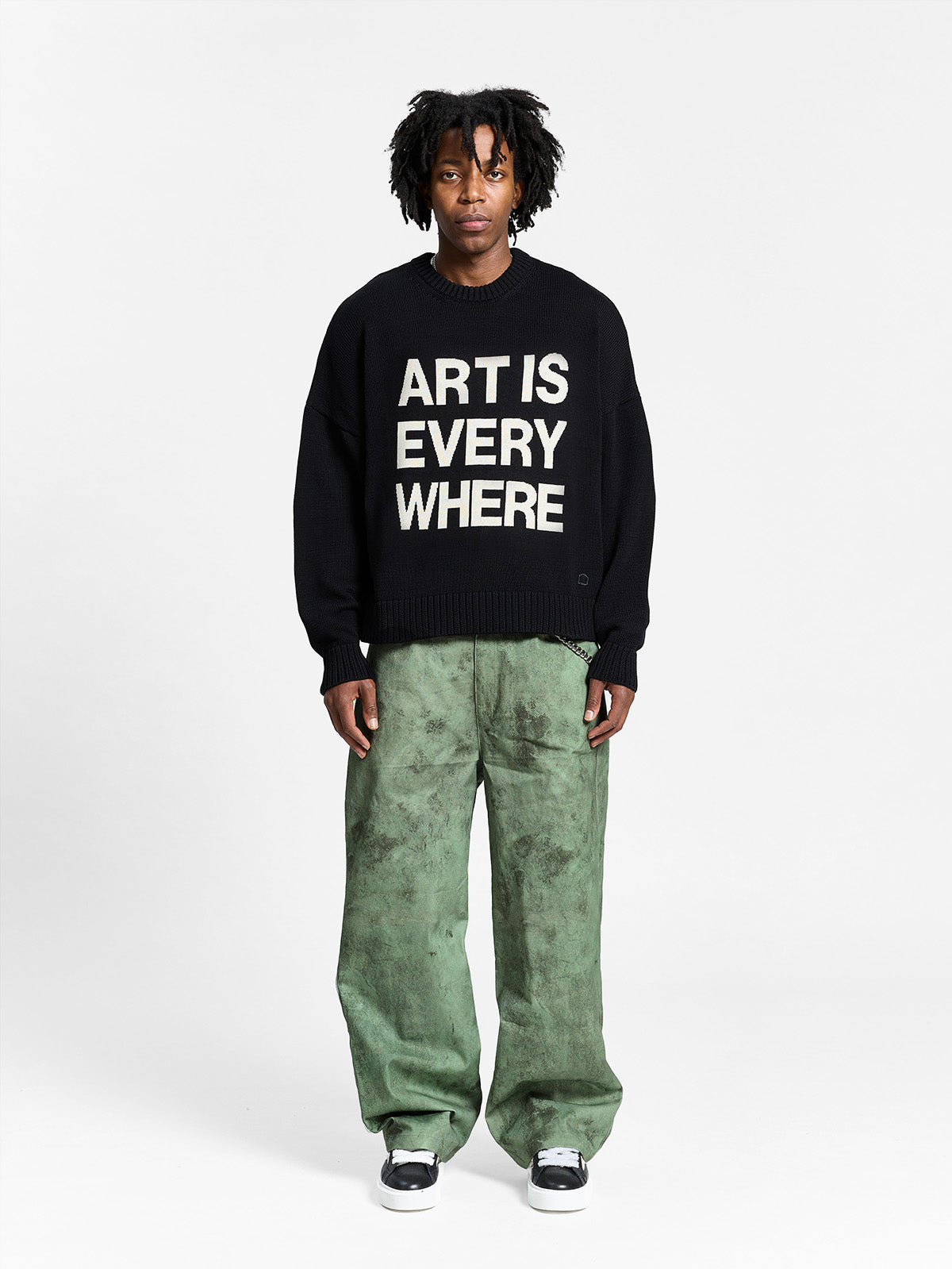 ART IS EVERYWHERE KNIT SWEATER - BLACK