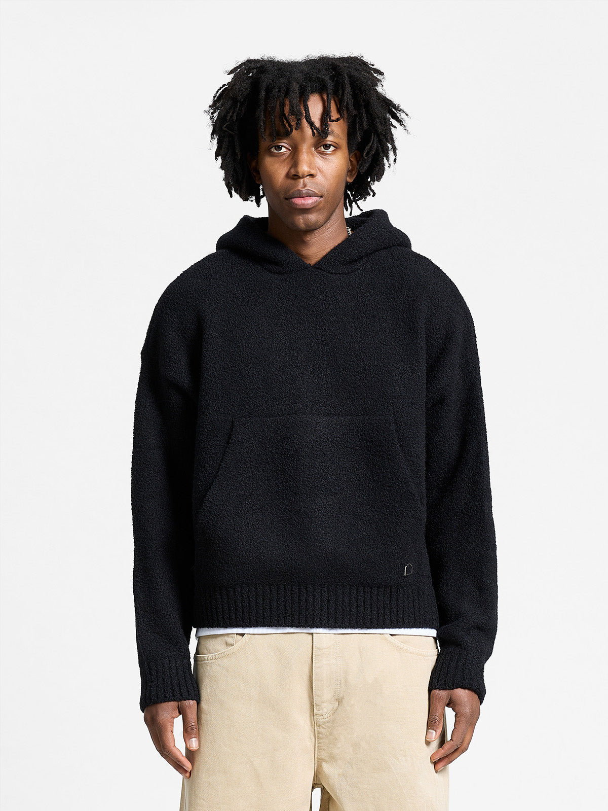 IRIS KNIT HOODIE - BLACK