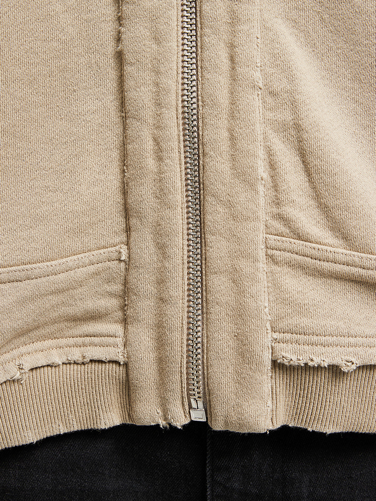 RIBBED ZIP-HOODIE - TAUPE