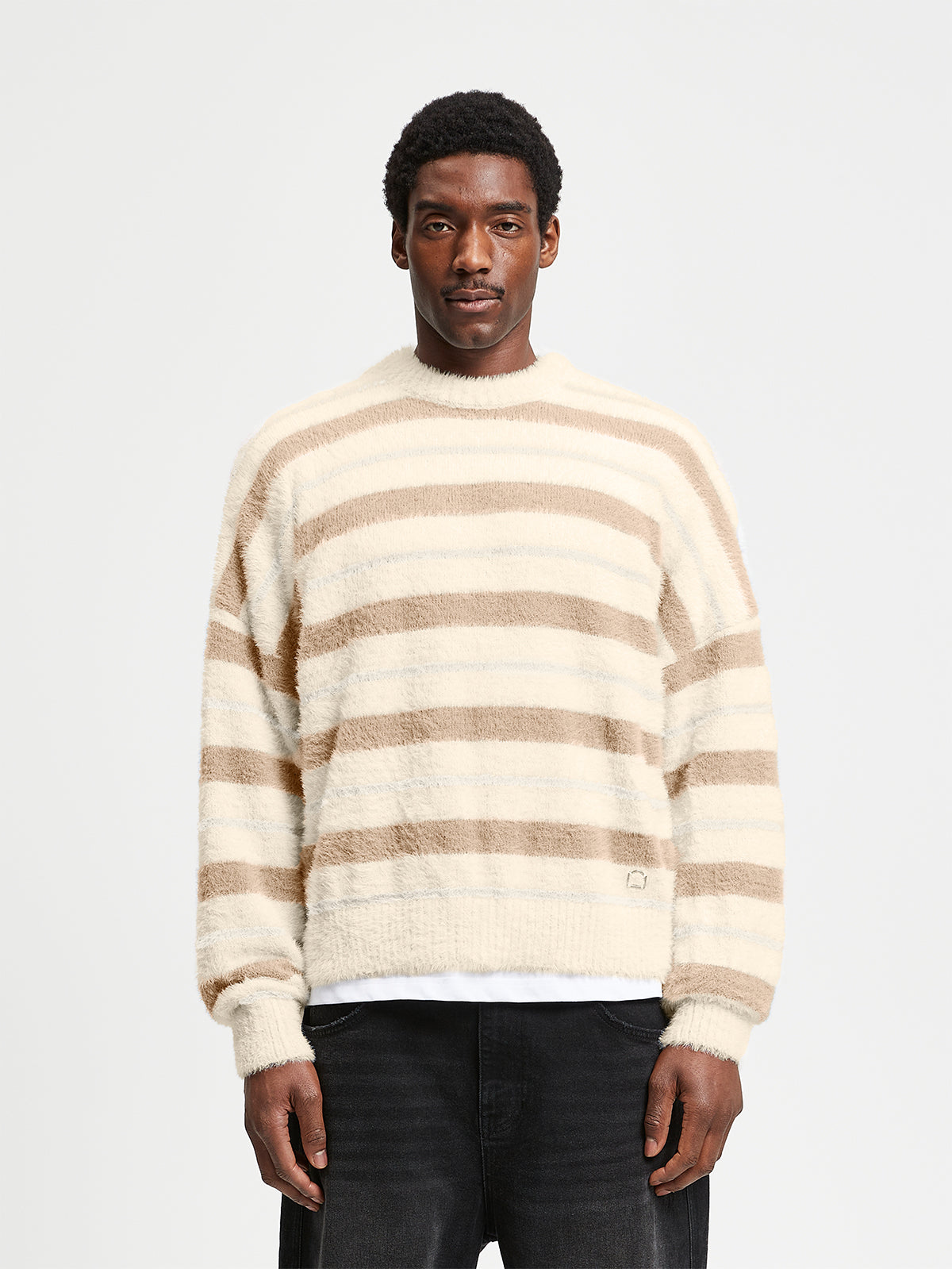 FURRY KNIT SWEATER - STRIPED