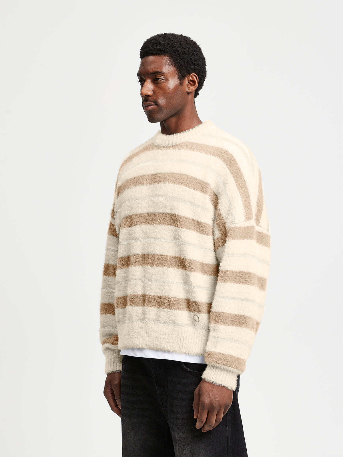 FURRY KNIT SWEATER - STRIPED