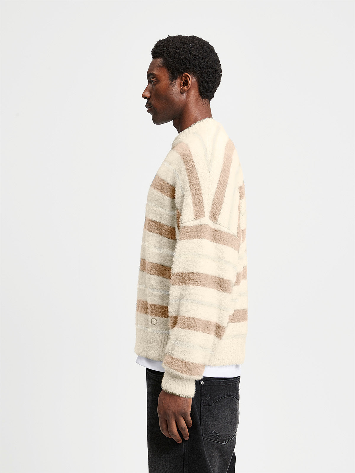 FURRY KNIT SWEATER - STRIPED