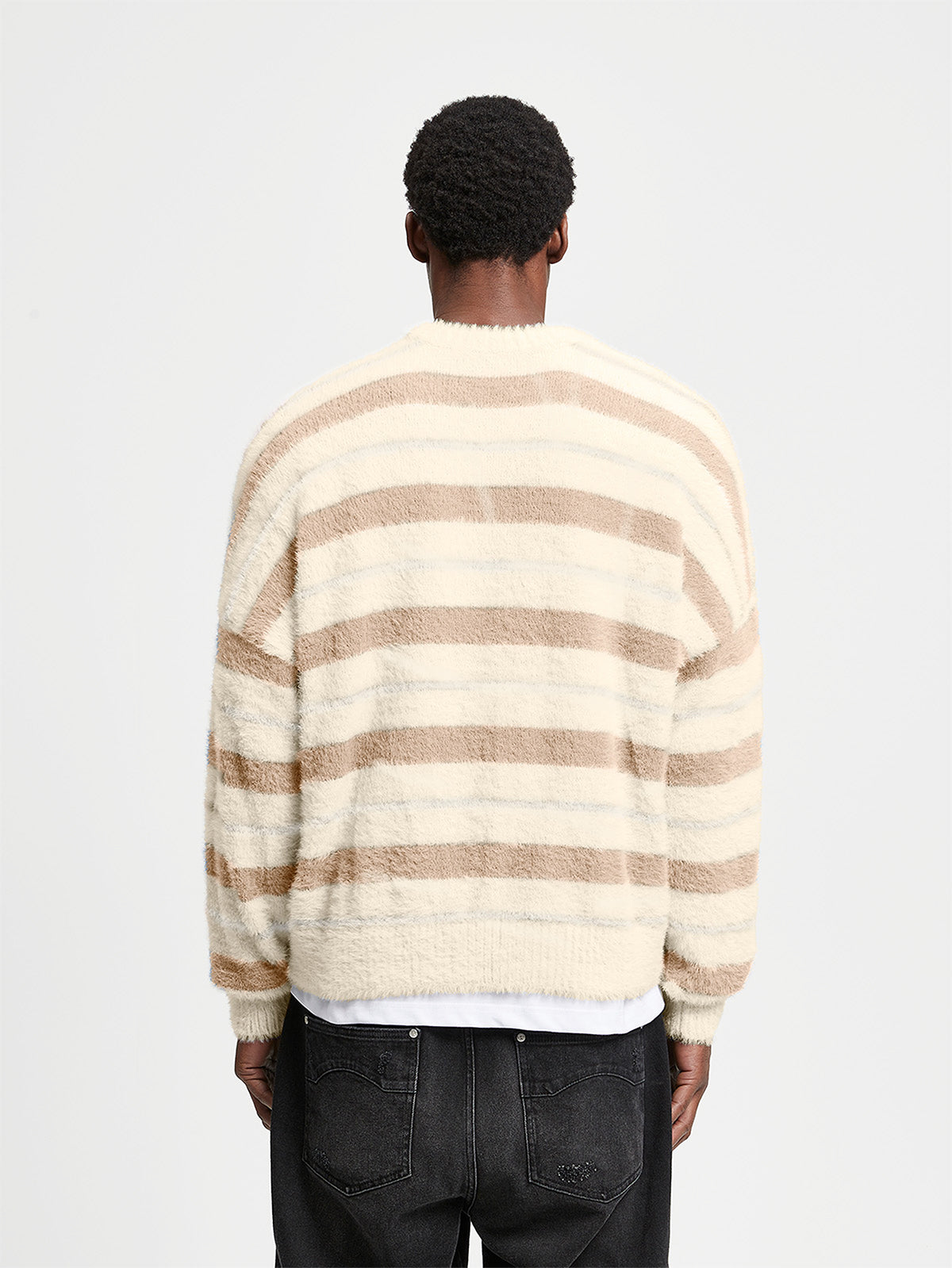 FURRY KNIT SWEATER - STRIPED