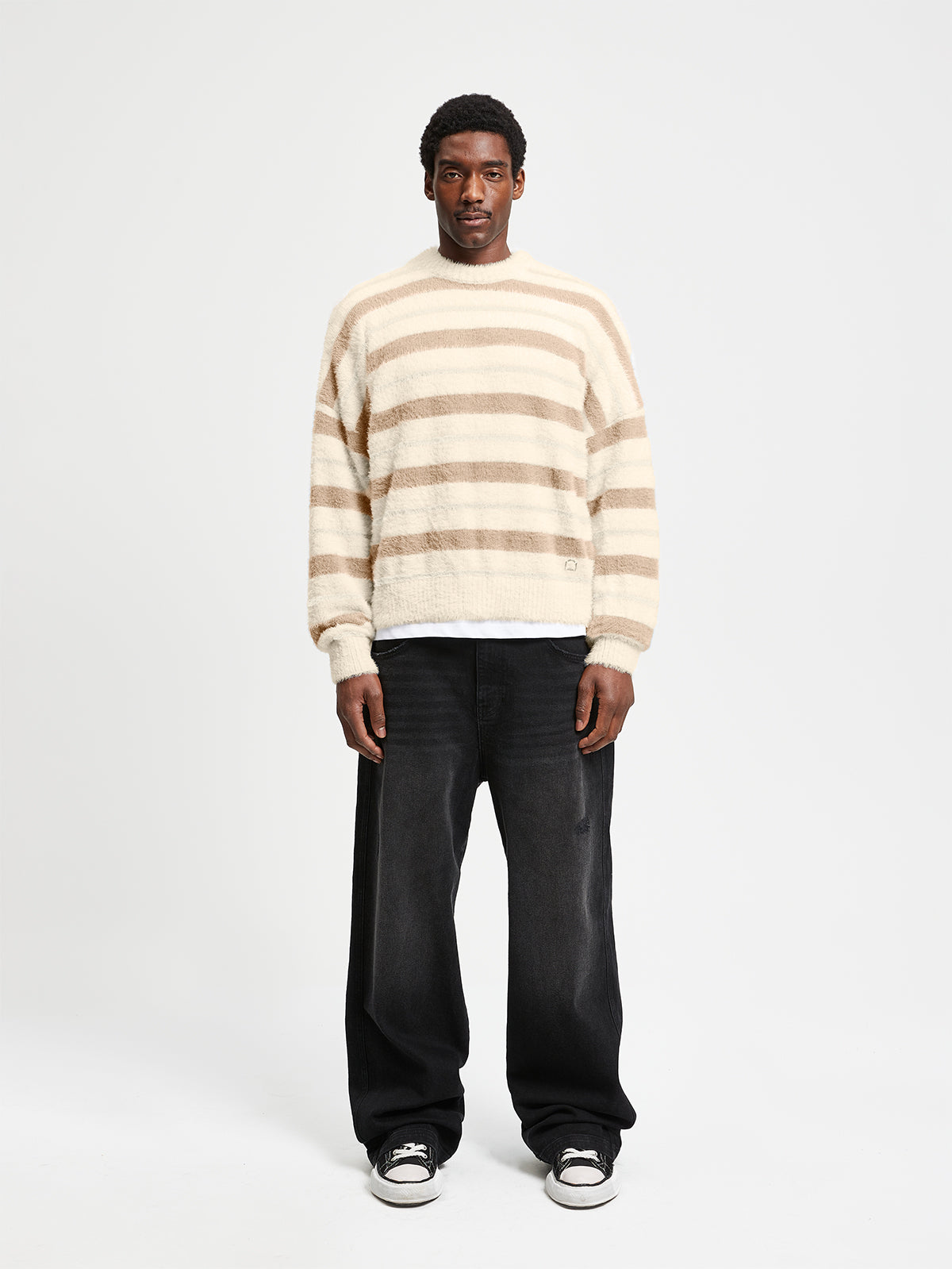 FURRY KNIT SWEATER - STRIPED