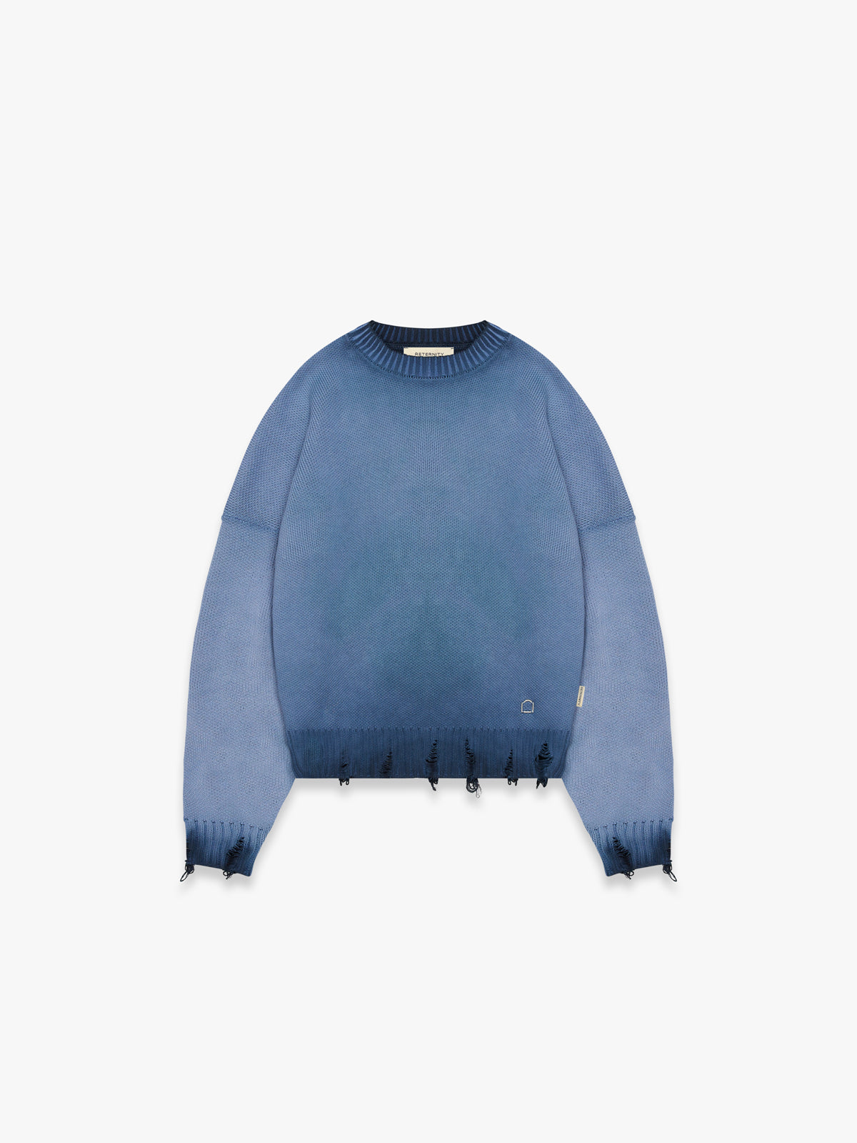 OIL WASHED KNIT SWEATER - BLUE