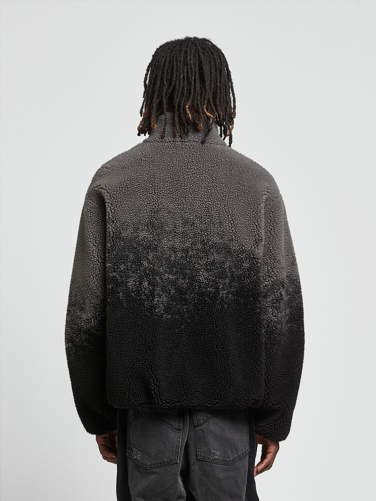 SPRAYED FLEECE JACKET - BLACK/GREY