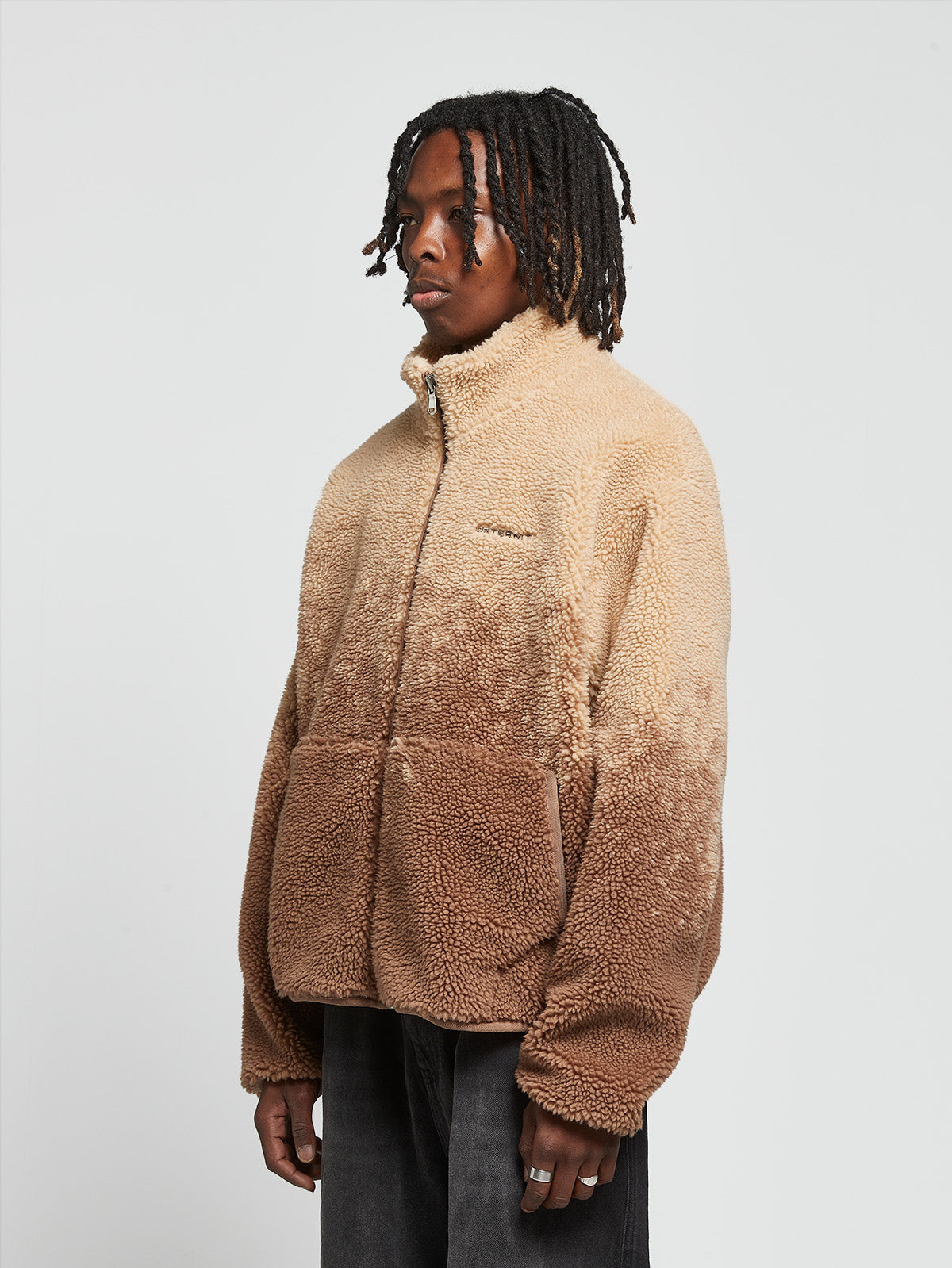 SPRAYED FLEECE JACKET -  BROWN/TAUPE