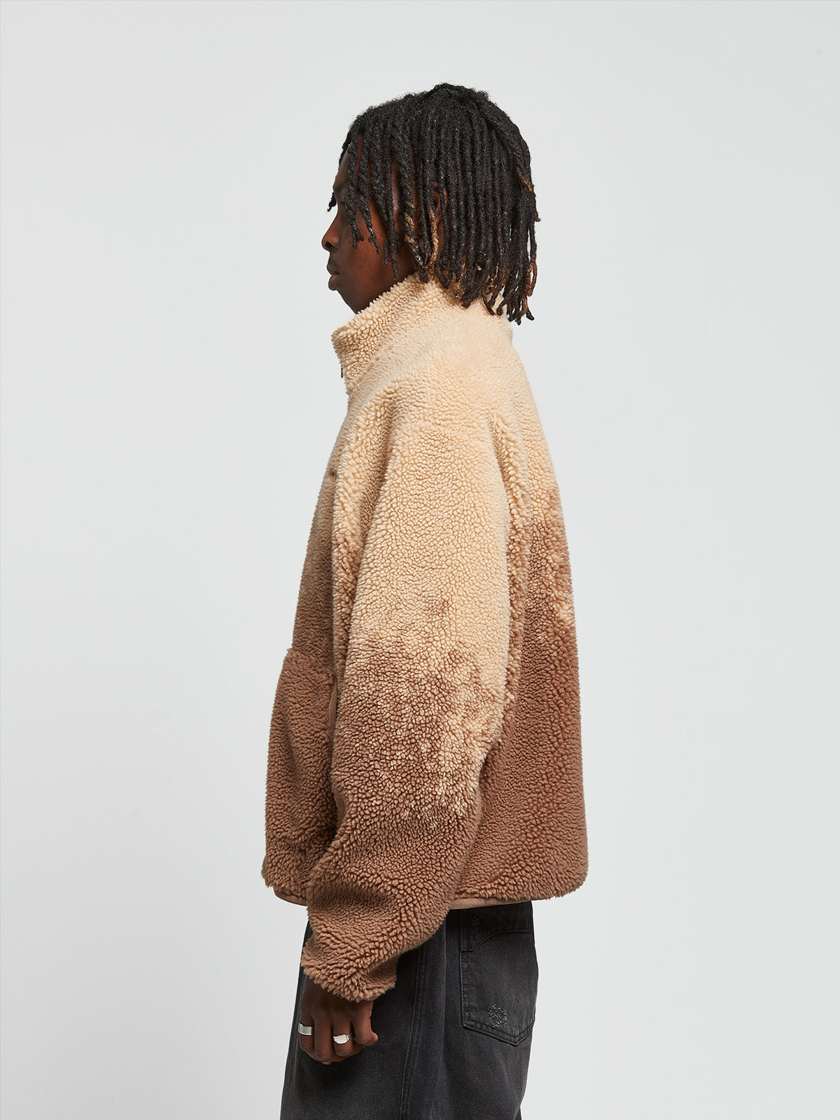 SPRAYED FLEECE JACKET -  BROWN/TAUPE