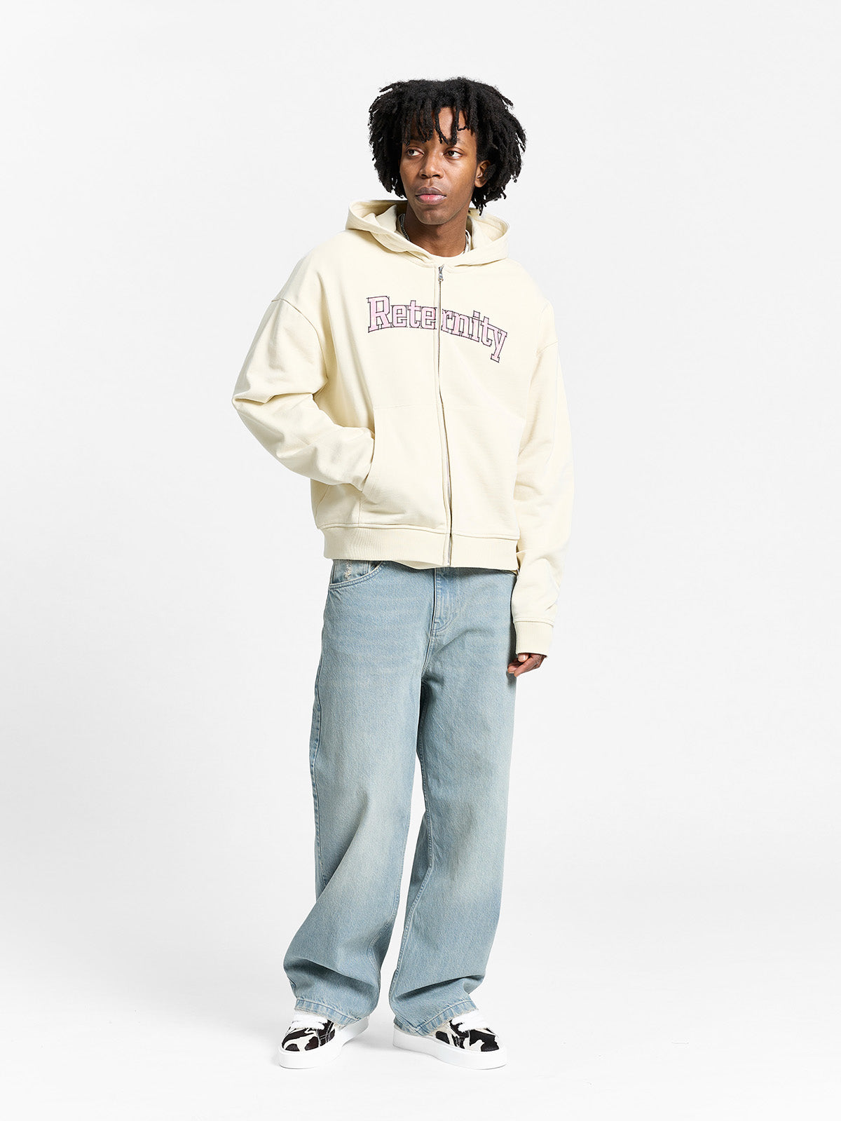 WATERCOLOR ZIP-HOODIE - CREAM