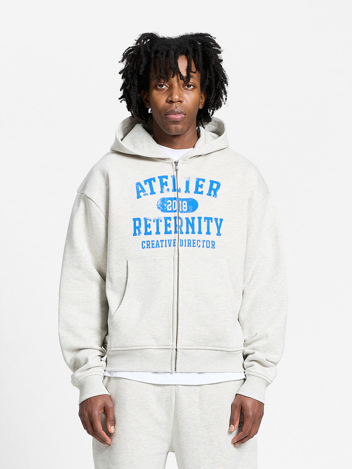 ATELIER EMBLEM ZIP-HOODIE - MELANGE GREY