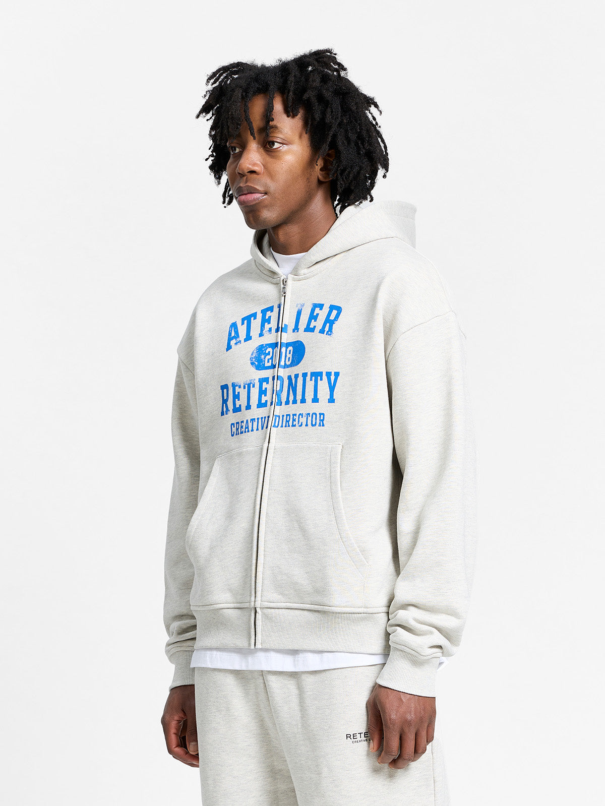 ATELIER EMBLEM ZIP-HOODIE - MELANGE GREY