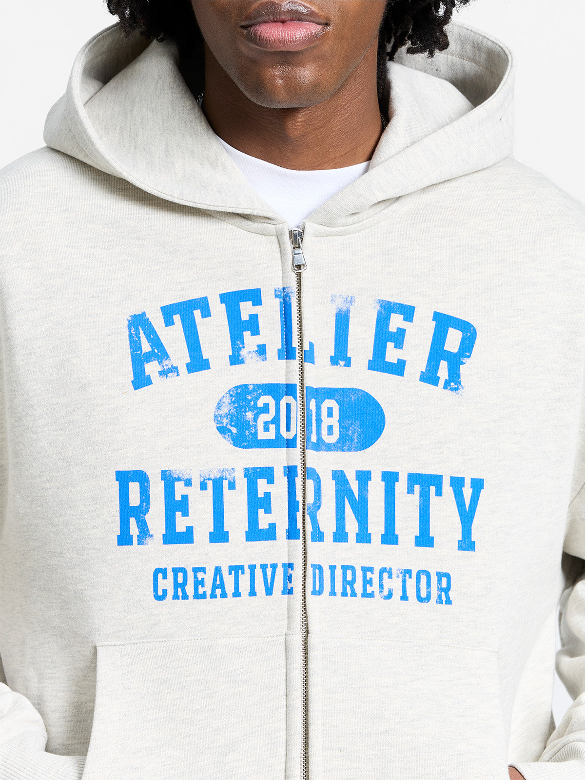 ATELIER EMBLEM ZIP-HOODIE - MELANGE GREY