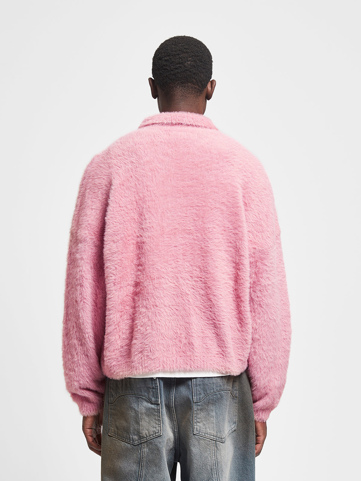 RIVOLI FURRY POLO KNIT - PINK