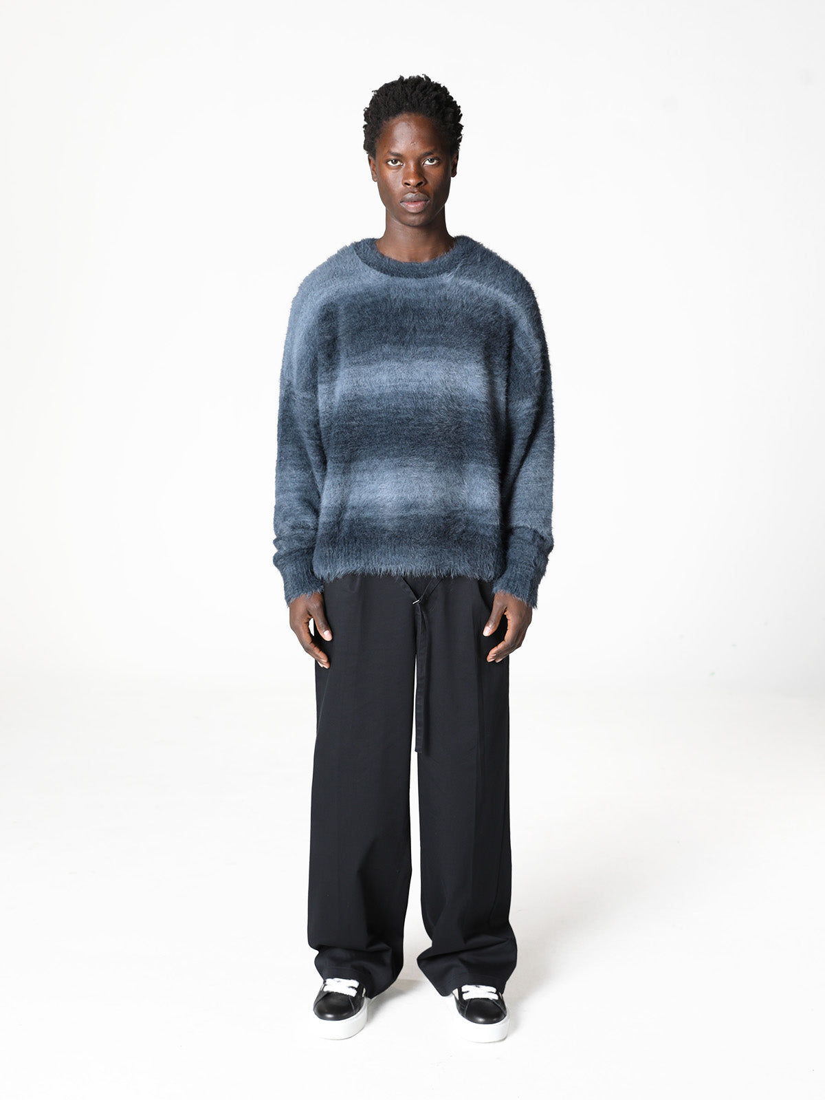 FURRY KNIT SWEATER - FADED GREY