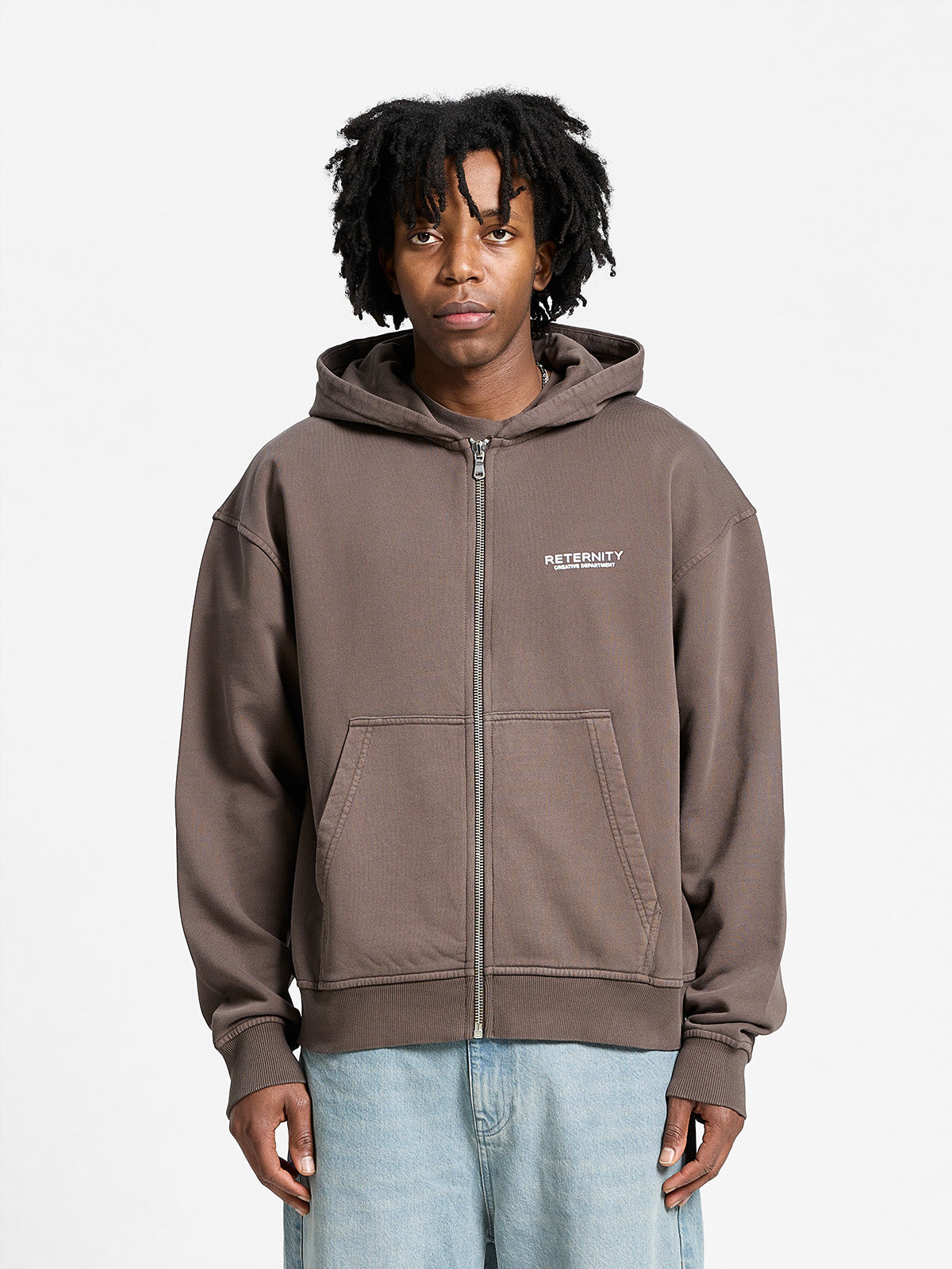 CREATIVE DEPT ZIP-HOODIE - BROWN