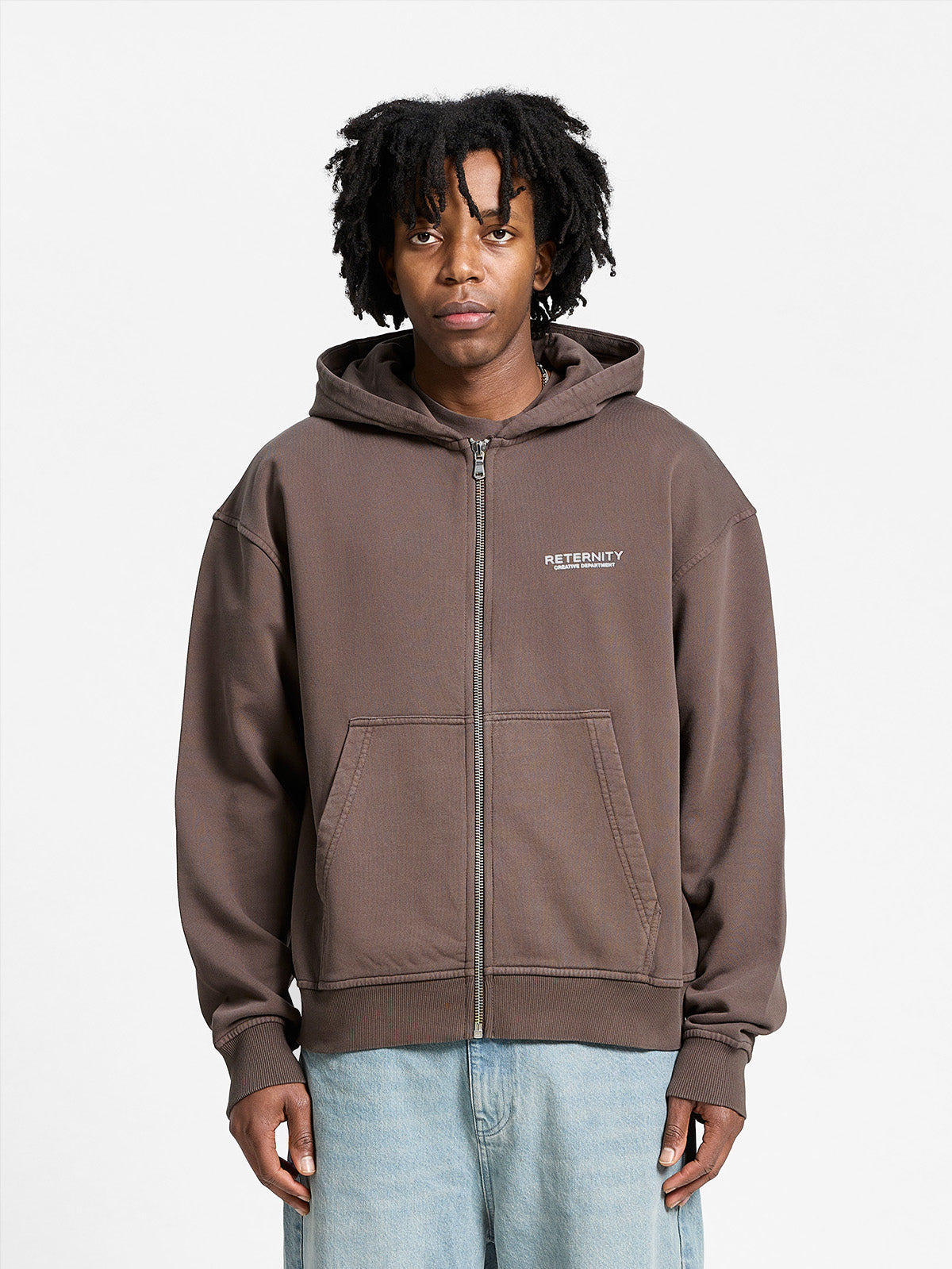 CREATIVE DEPT ZIP-HOODIE - BROWN