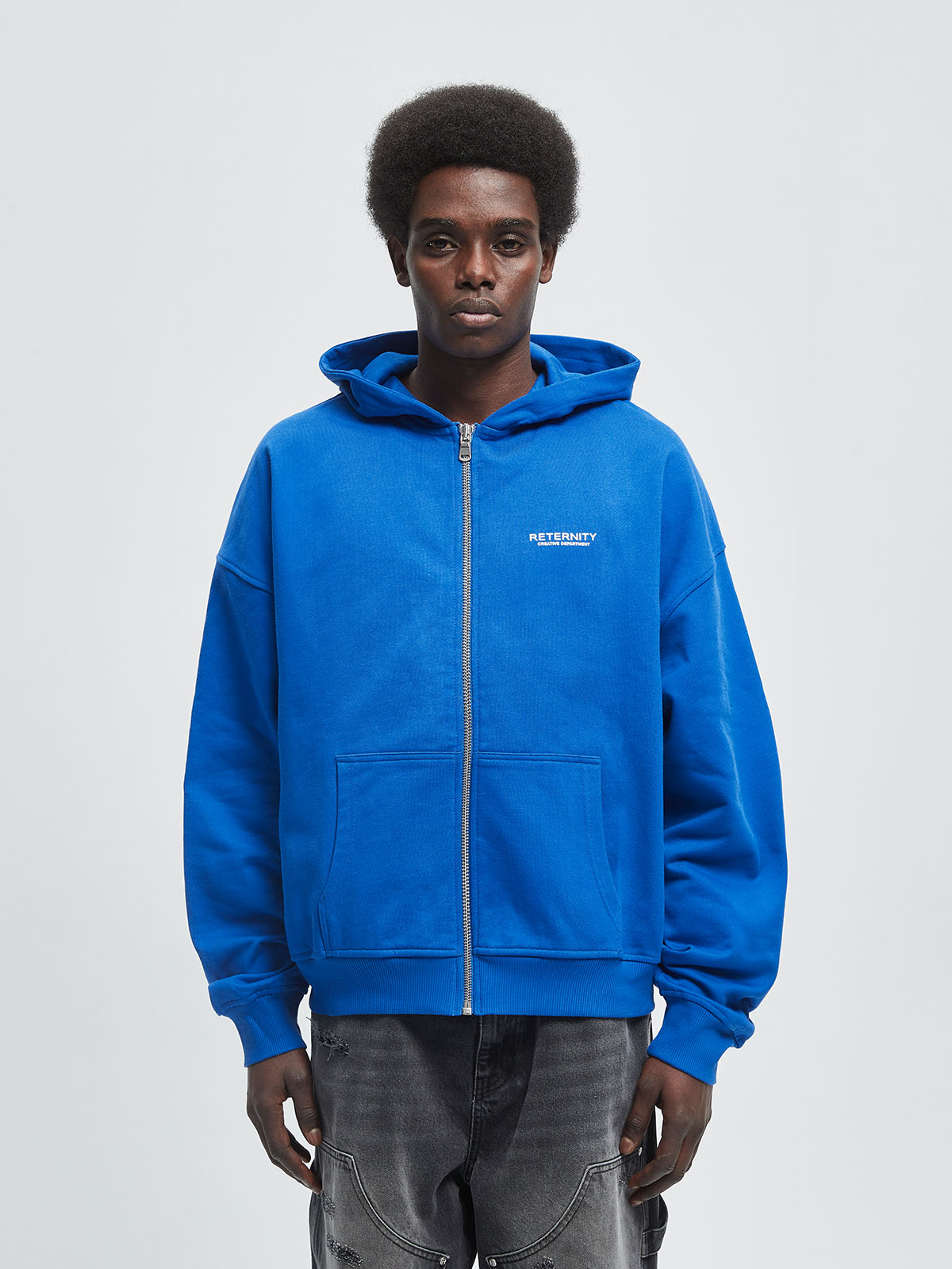 CREATIVE DEPT ZIP HOODIE BLUE