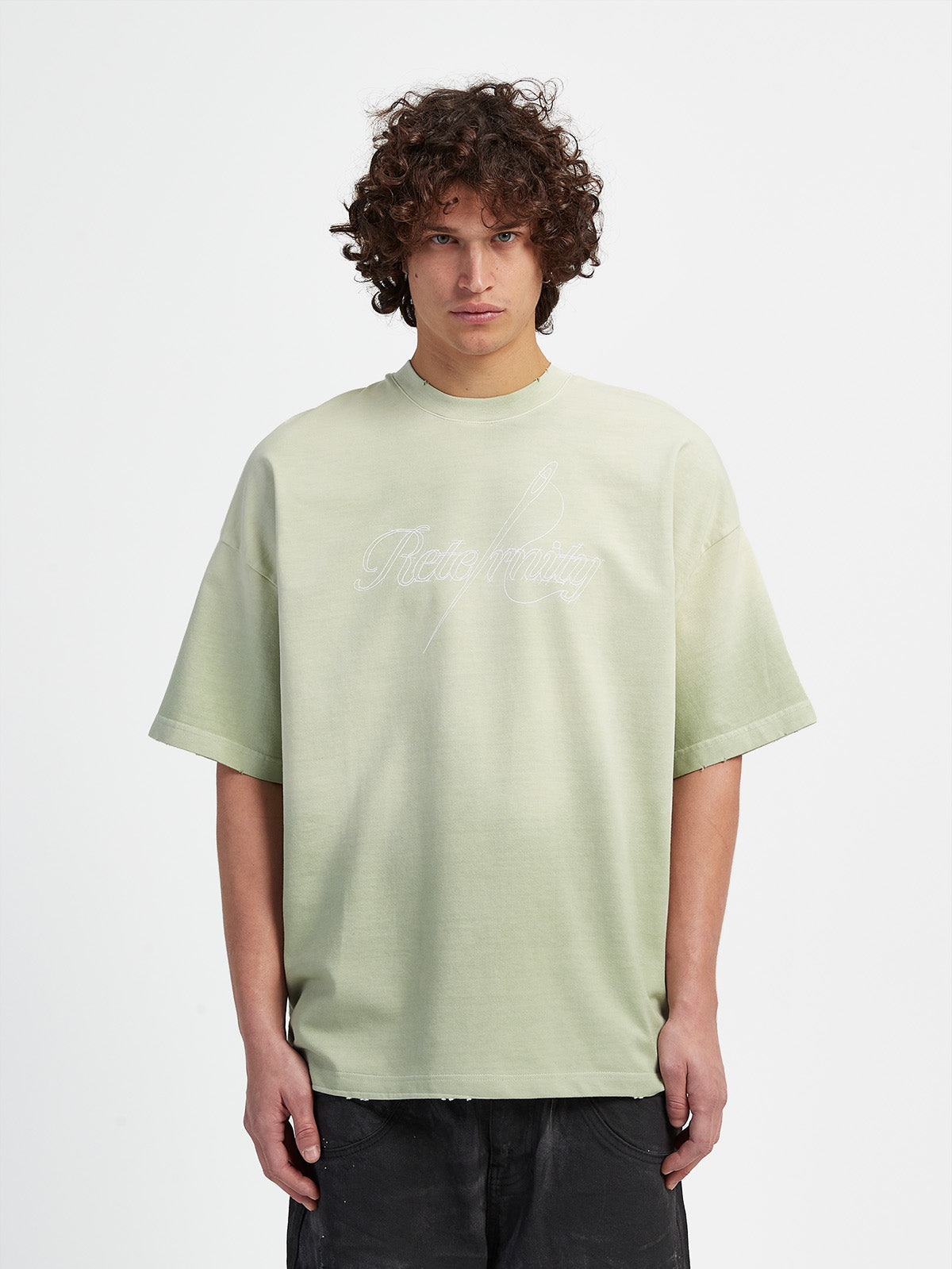 HAND DRAWN T-SHIRT - FADED LIME