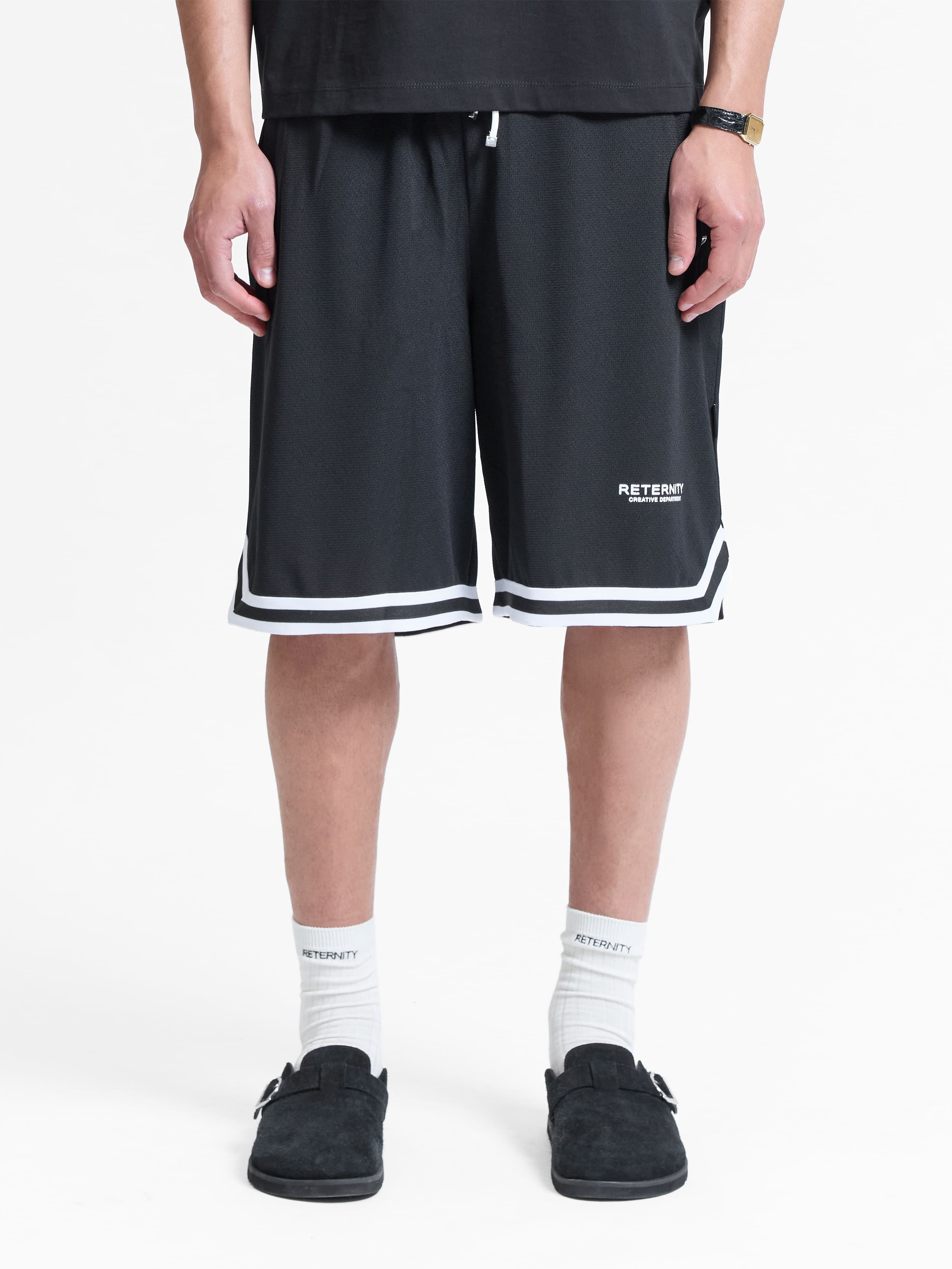 CREATIVE DEPT MESH SHORTS - BLACK