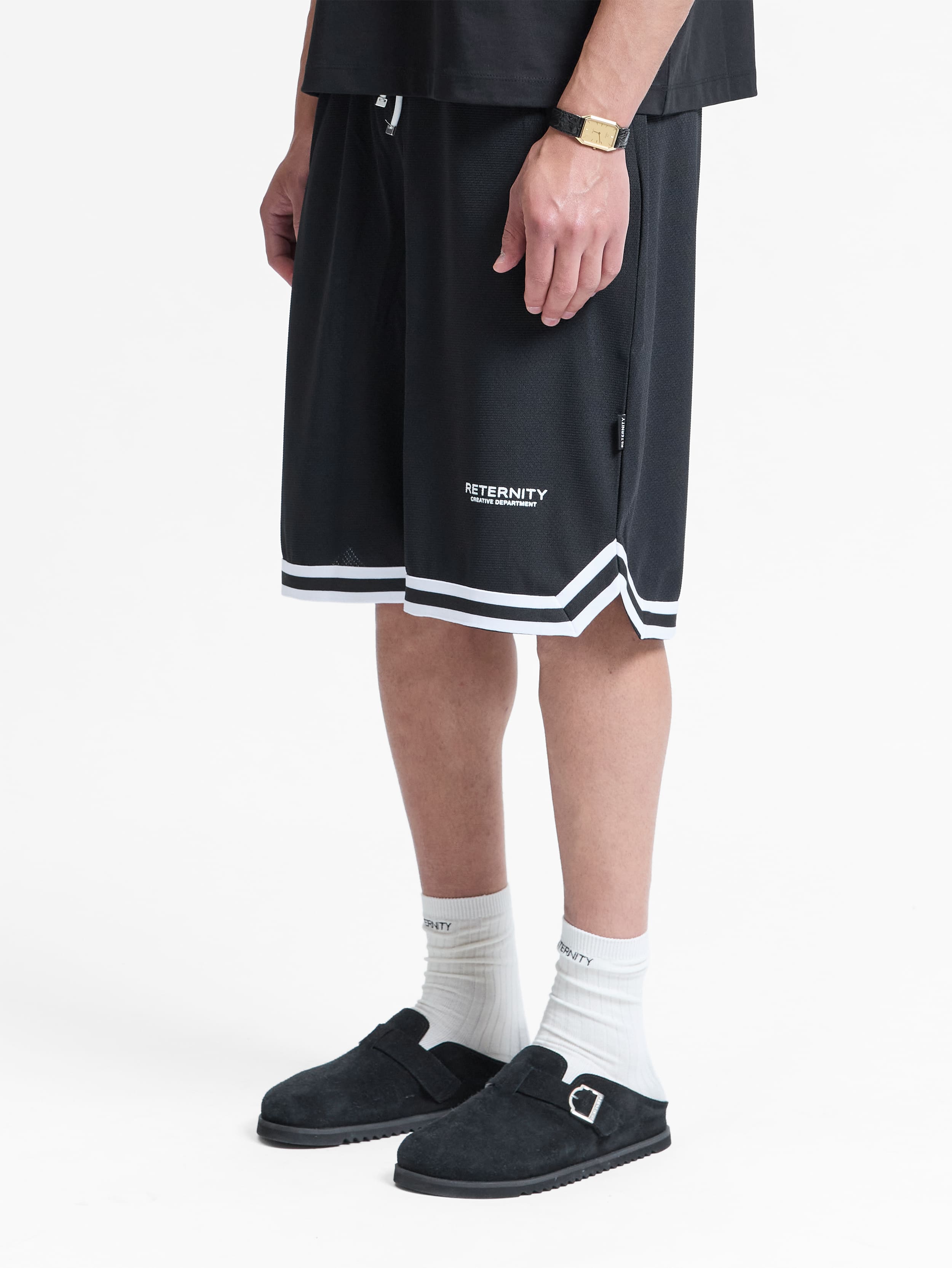 CREATIVE DEPT MESH SHORTS - BLACK