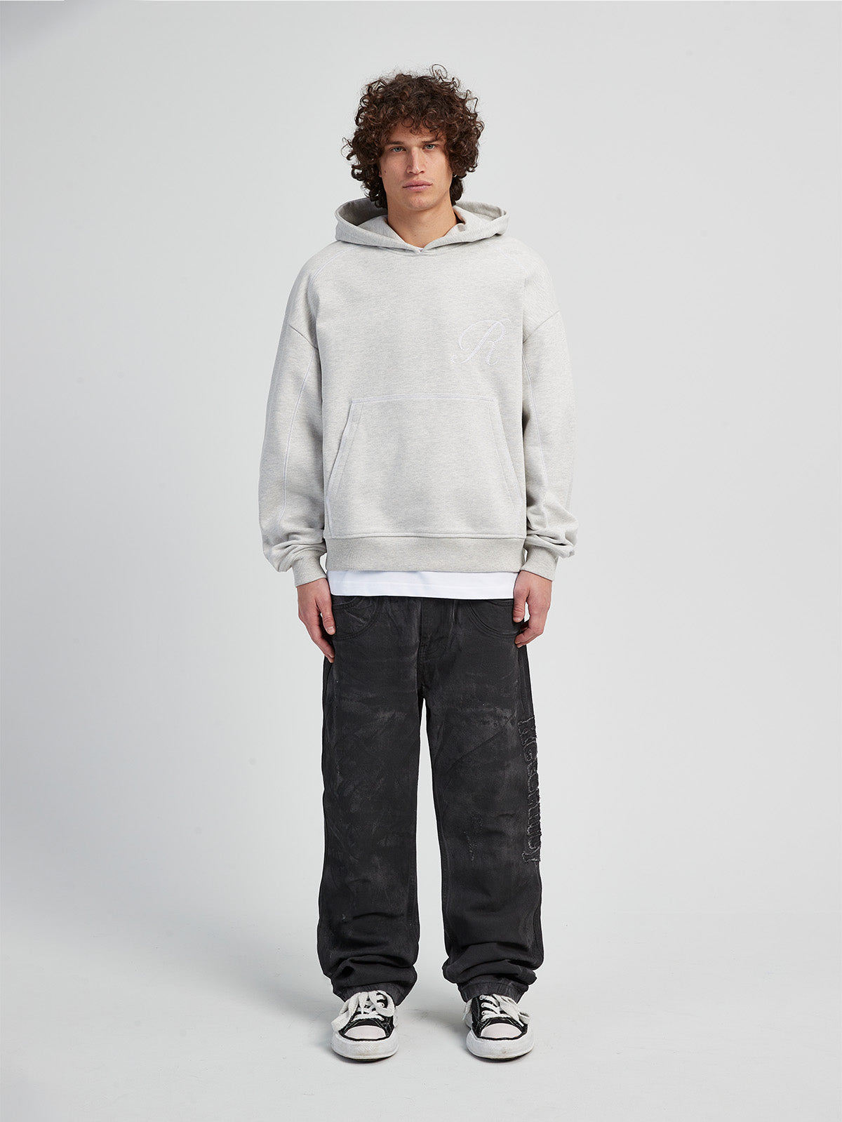 STITCHED ‘R’ HOODIE - MELANGE